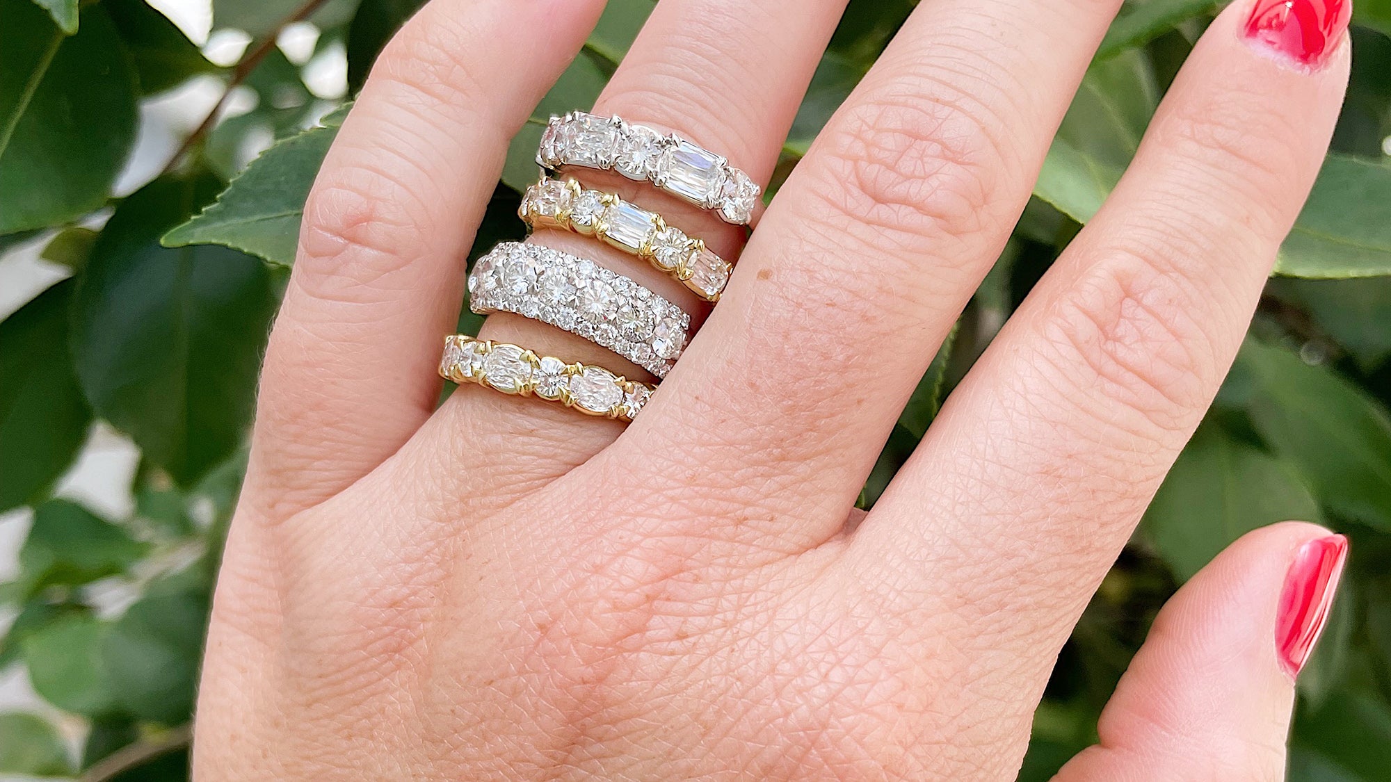 Christopher Designs Collection stacked diamond bands