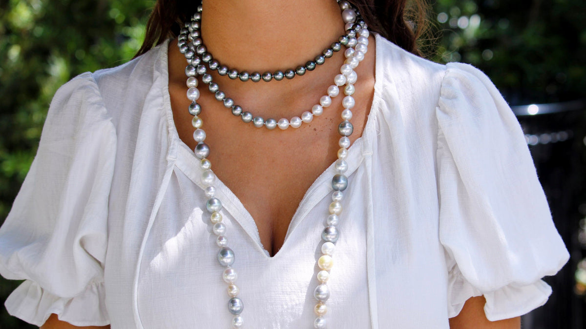 june birthstone pearl necklaces south sea tahitian multicolor