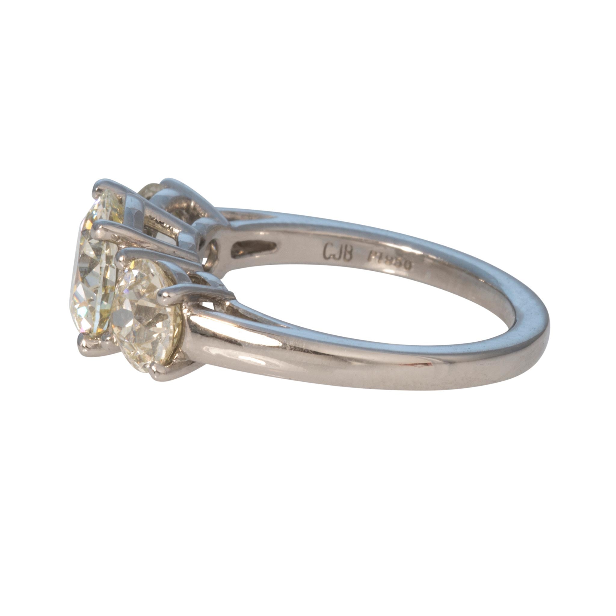 2ctw Center & 1.57ctw Side Old European Diamond Three-Stone Platinum Ring
