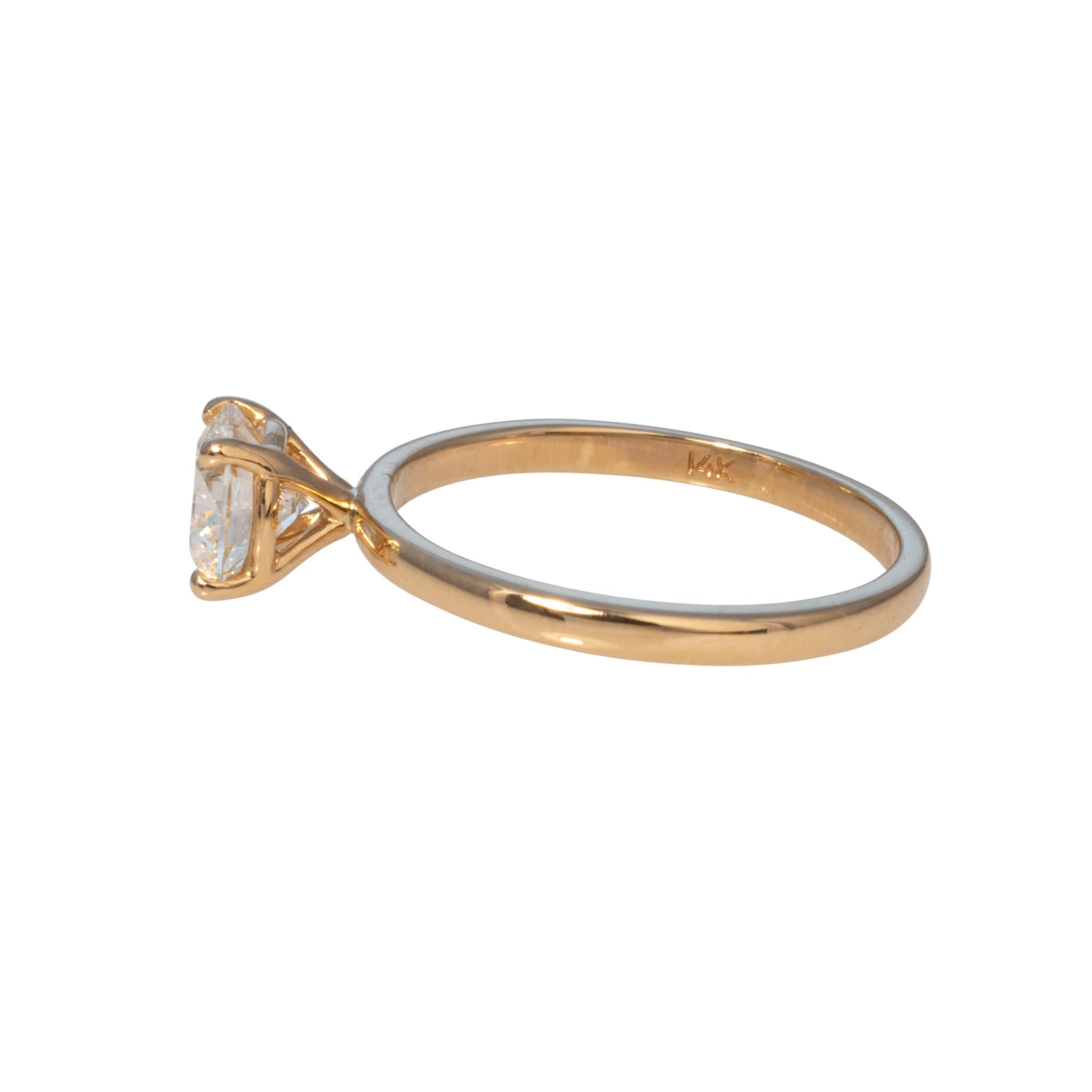 1ct I VS2 Round Diamond Solitaire 14K Yellow Gold Engagement Ring