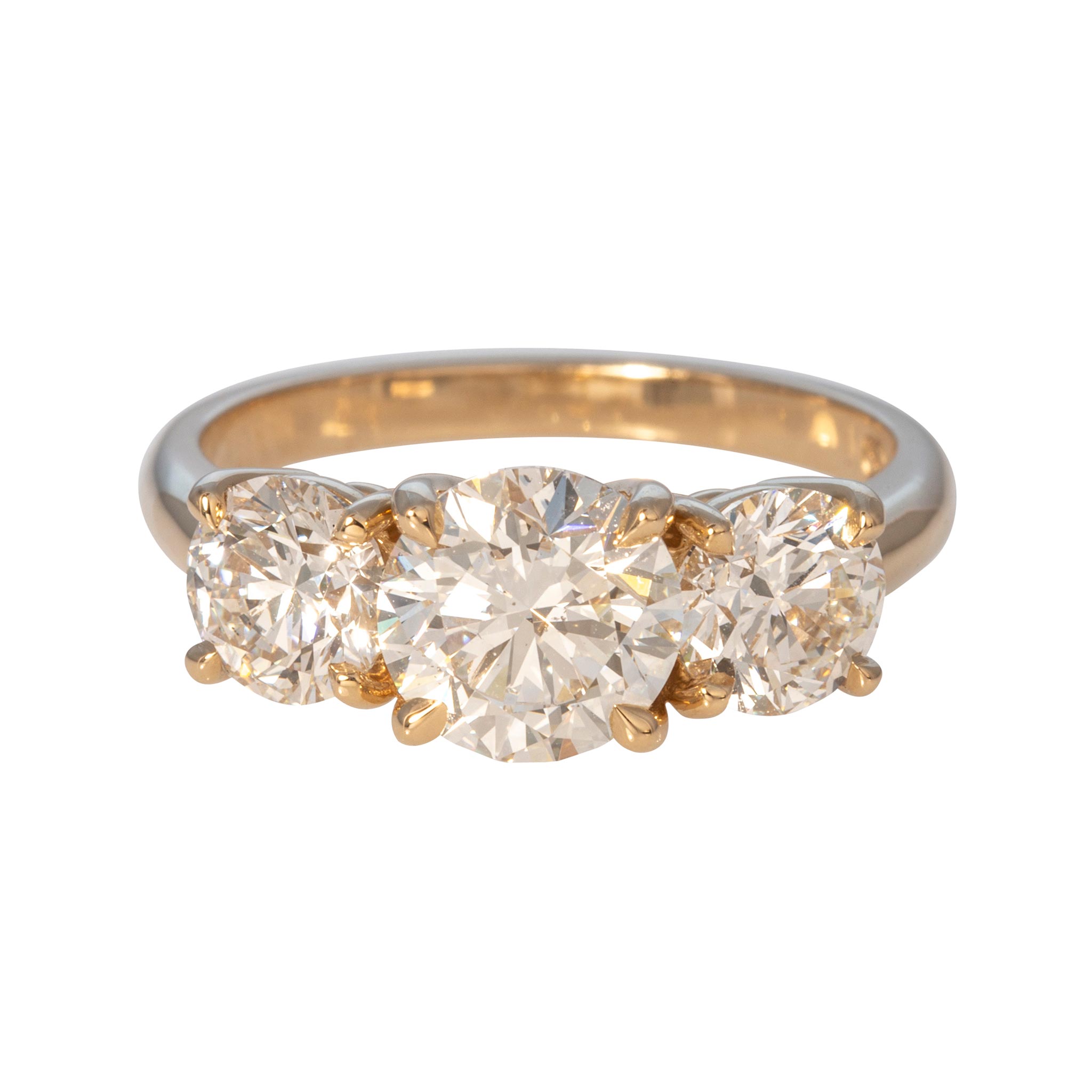 1.5ct Center & 1.4ctw Side Round Brilliant Diamond Three-Stone 14K Gold Ring