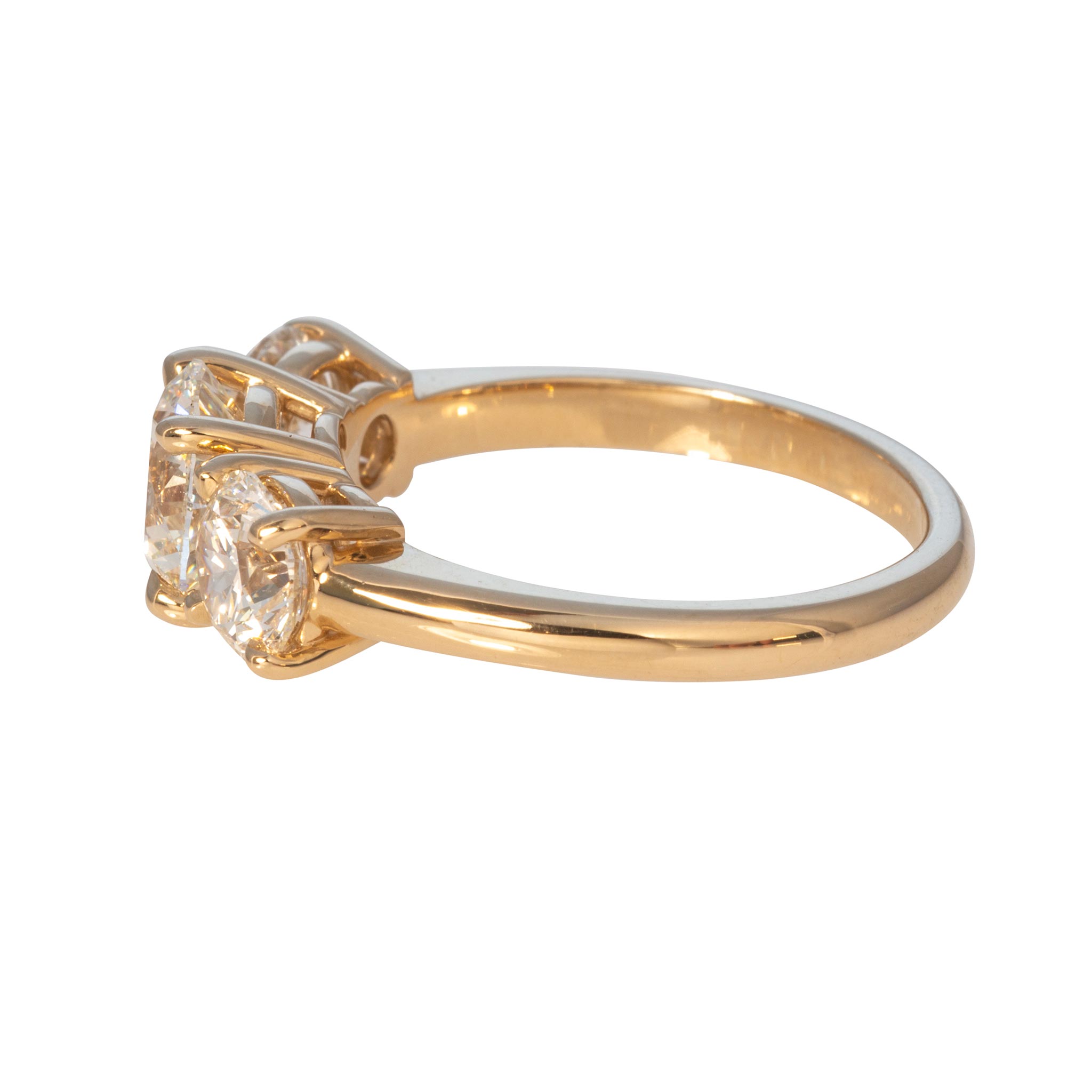 1.5ct Center & 1.4ctw Side Round Brilliant Diamond Three-Stone 14K Gold Ring