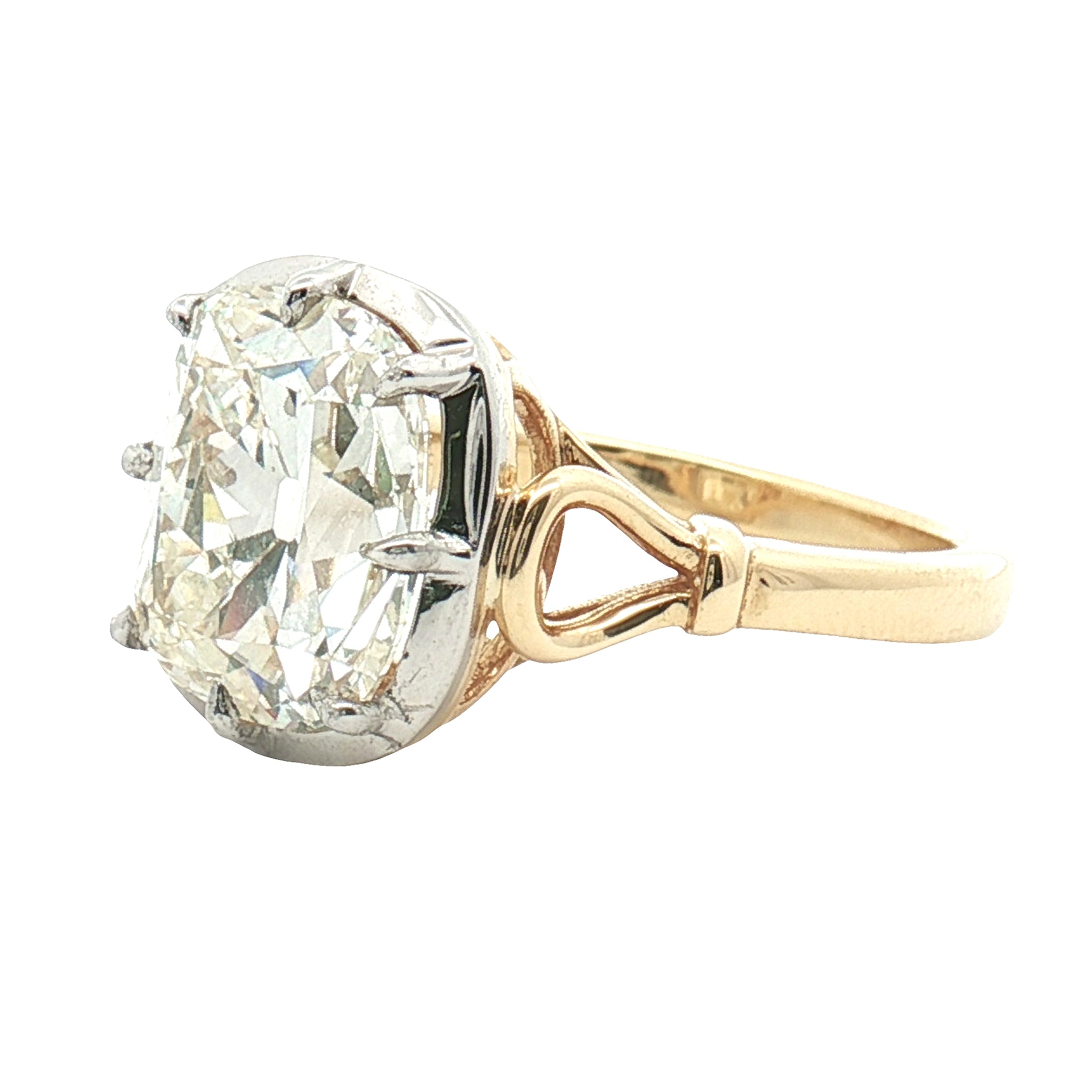 5.23ct J SI1 Old Mine Diamond Solitaire Two-Tone Engagement Ring