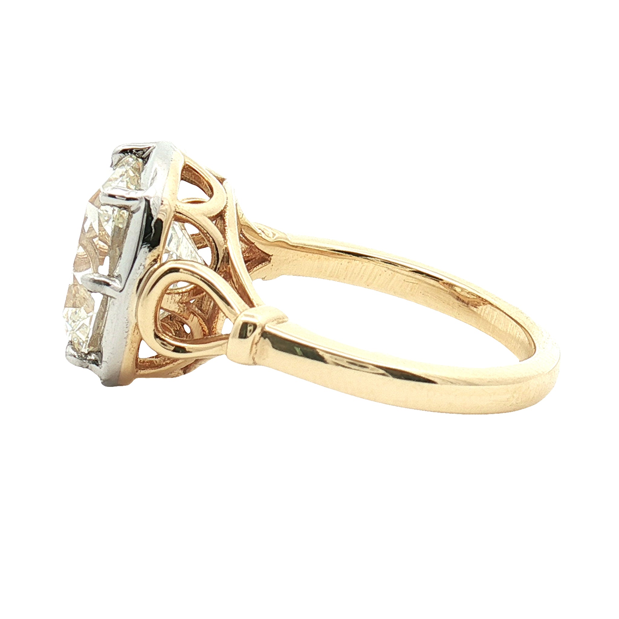 5.23ct J SI1 Old Mine Diamond Solitaire Two-Tone Engagement Ring