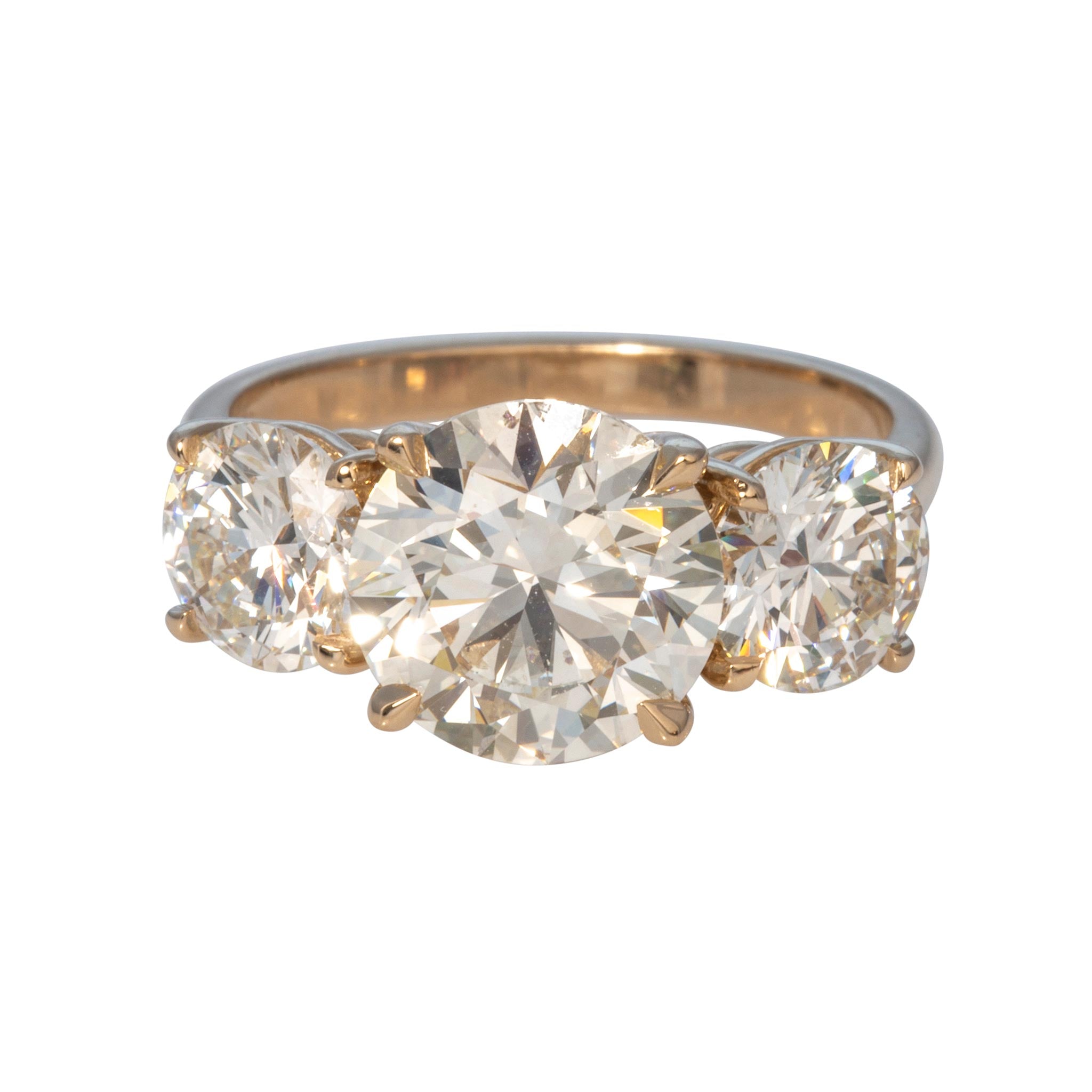 3ct Center & 2ctw Side Round Brilliant Diamond Three-Stone 14K Gold Ring