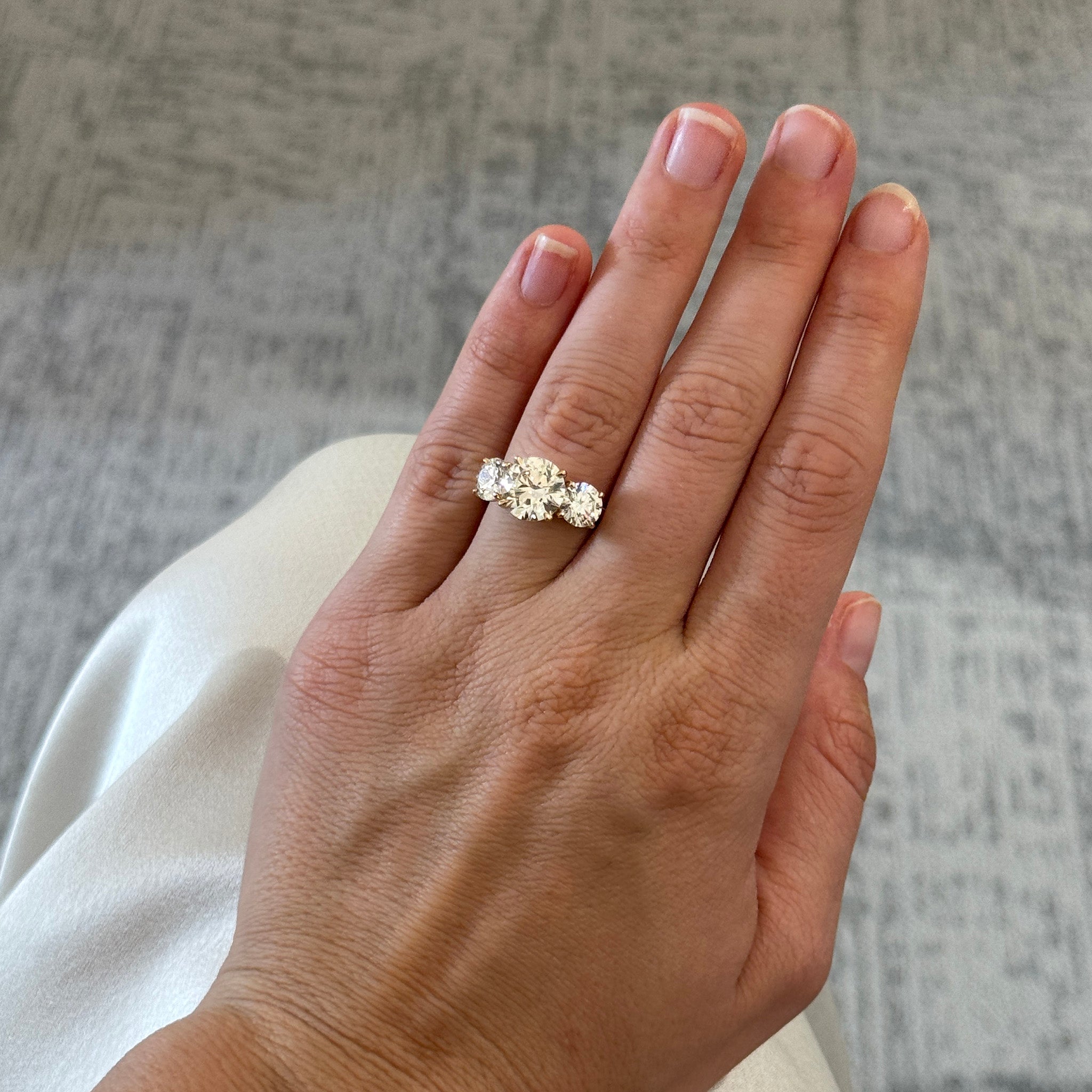 3ct Center & 2ctw Side Round Brilliant Diamond Three-Stone 14K Gold Ring