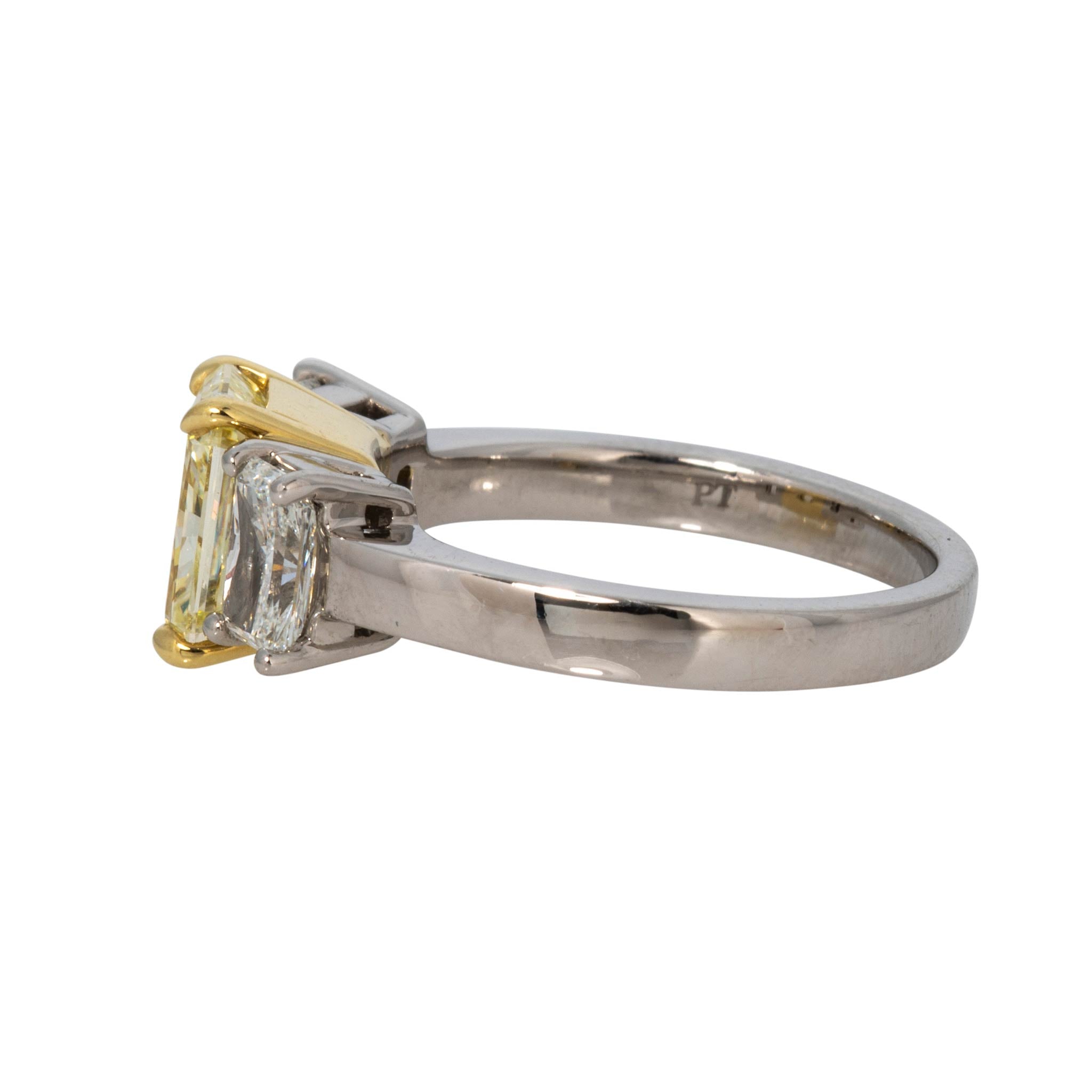 3ctw Radiant Diamond Three-Stone Two-Tone Engagement Ring