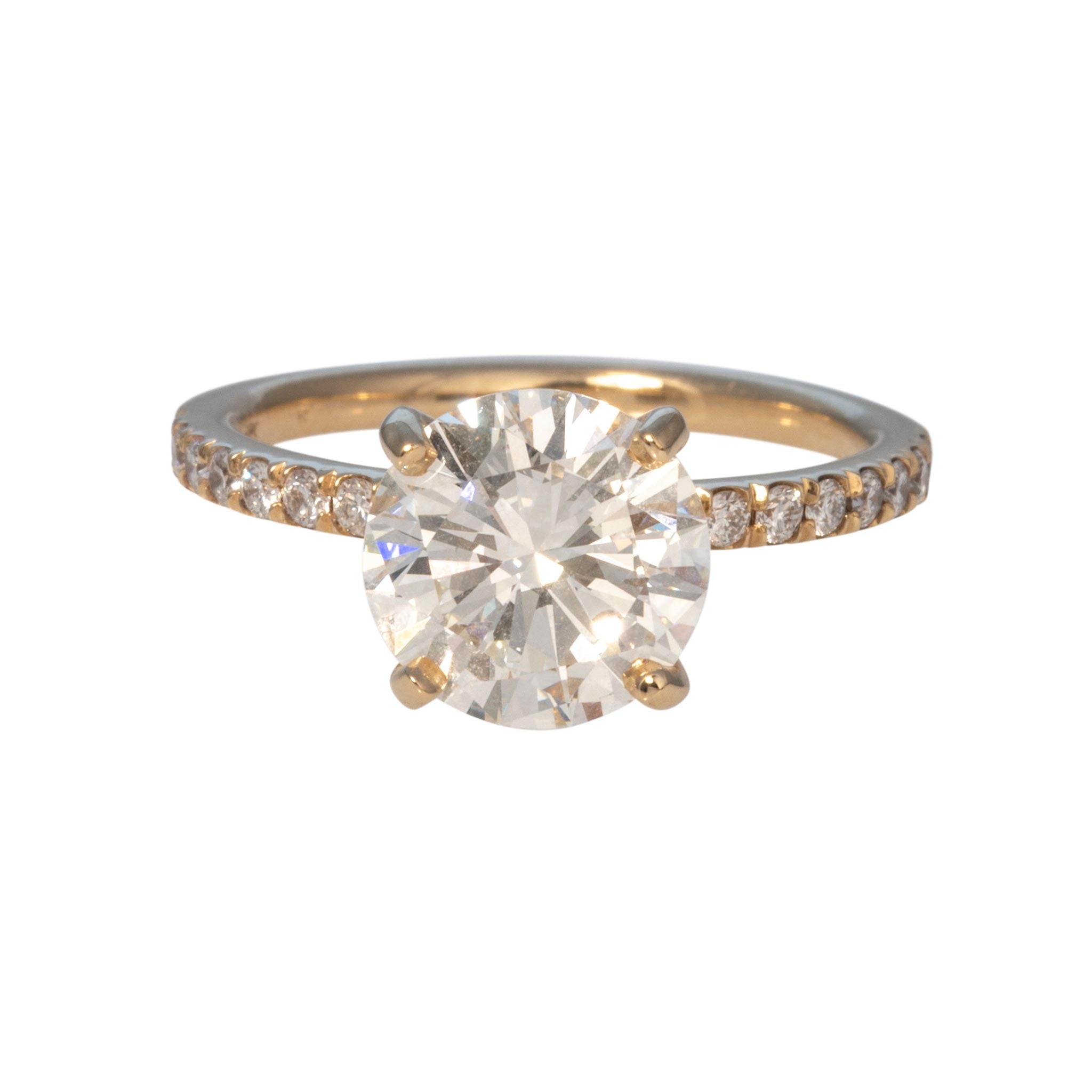 2.43ct Round Diamond Solitaire Pavé 14K Yellow Gold Engagement Ring