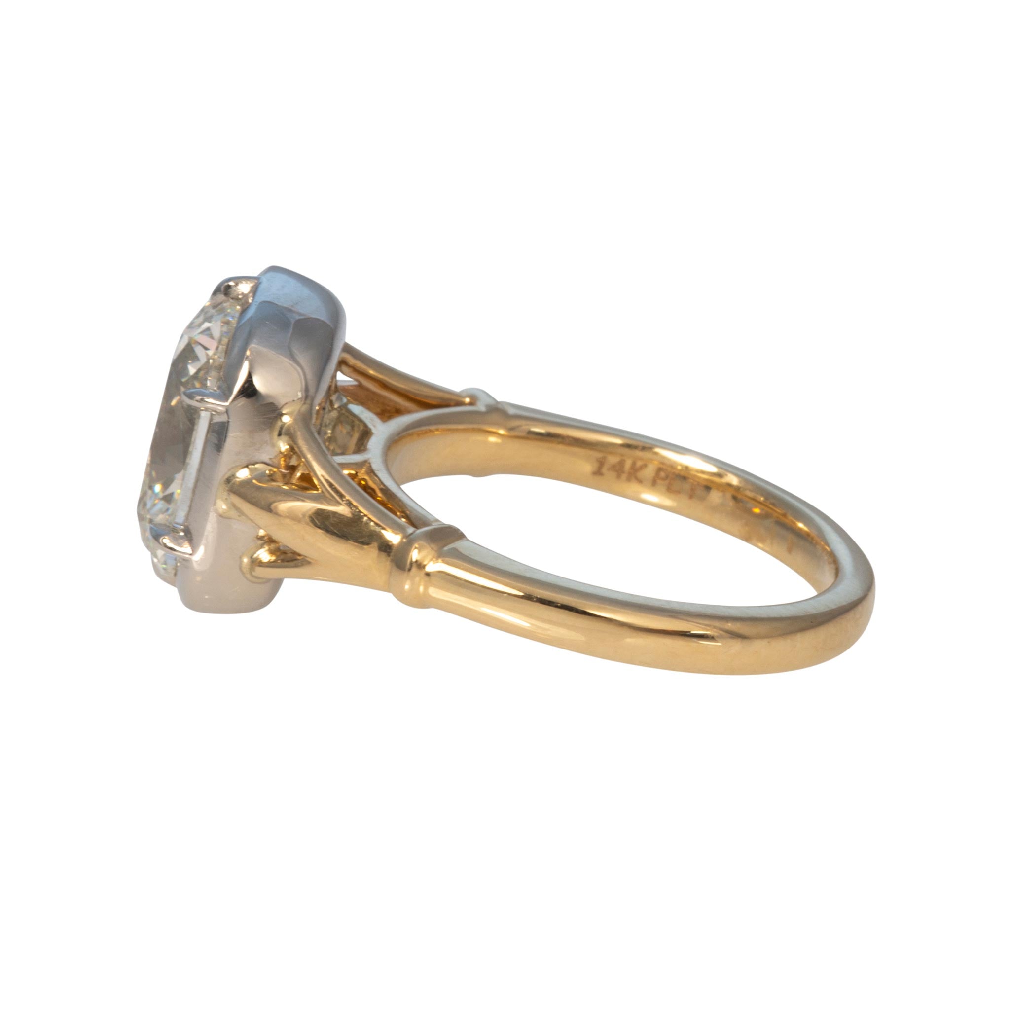 4ct I SI1 Cushion Diamond Solitaire Two-Tone Engagement Ring