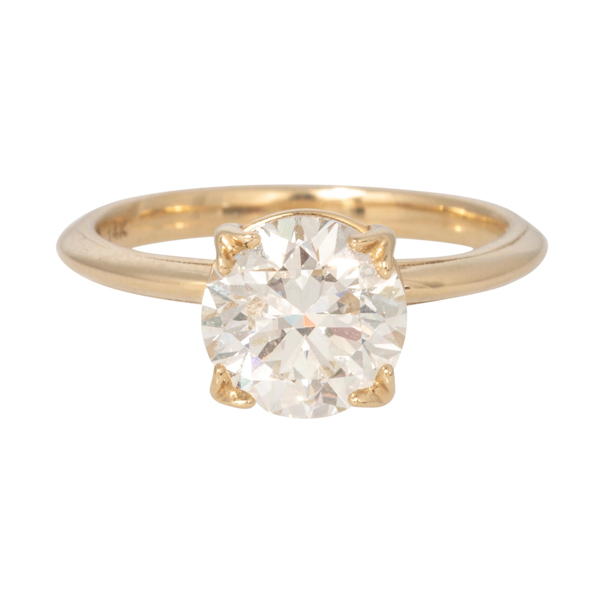 2ct Round Brilliant Diamond Solitaire 14K Yellow Gold River Ring