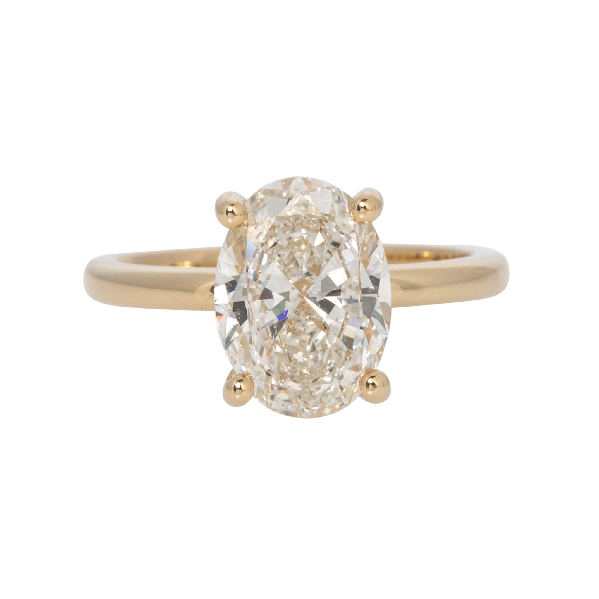 3ct I SI1 Oval Diamond Solitaire 14K Yellow Gold Engagement Ring