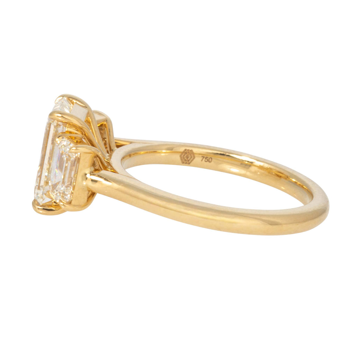 3.53ctw Emerald-Cut Diamond Three-Stone 18K Gold Ring