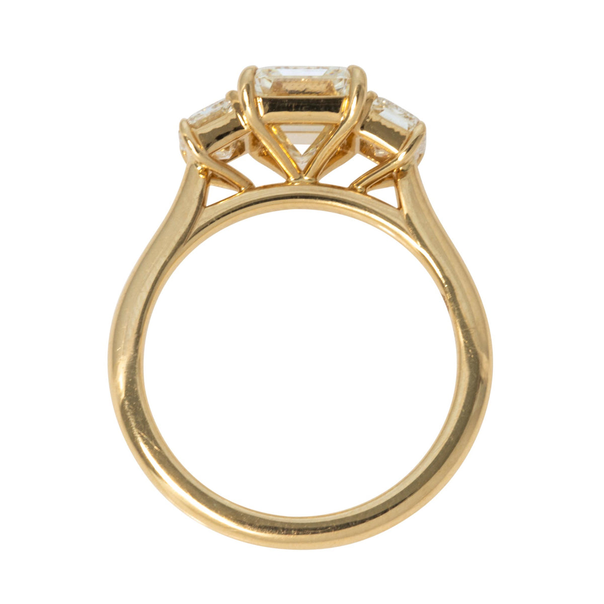 3.53ctw Emerald-Cut Diamond Three-Stone 18K Gold Ring