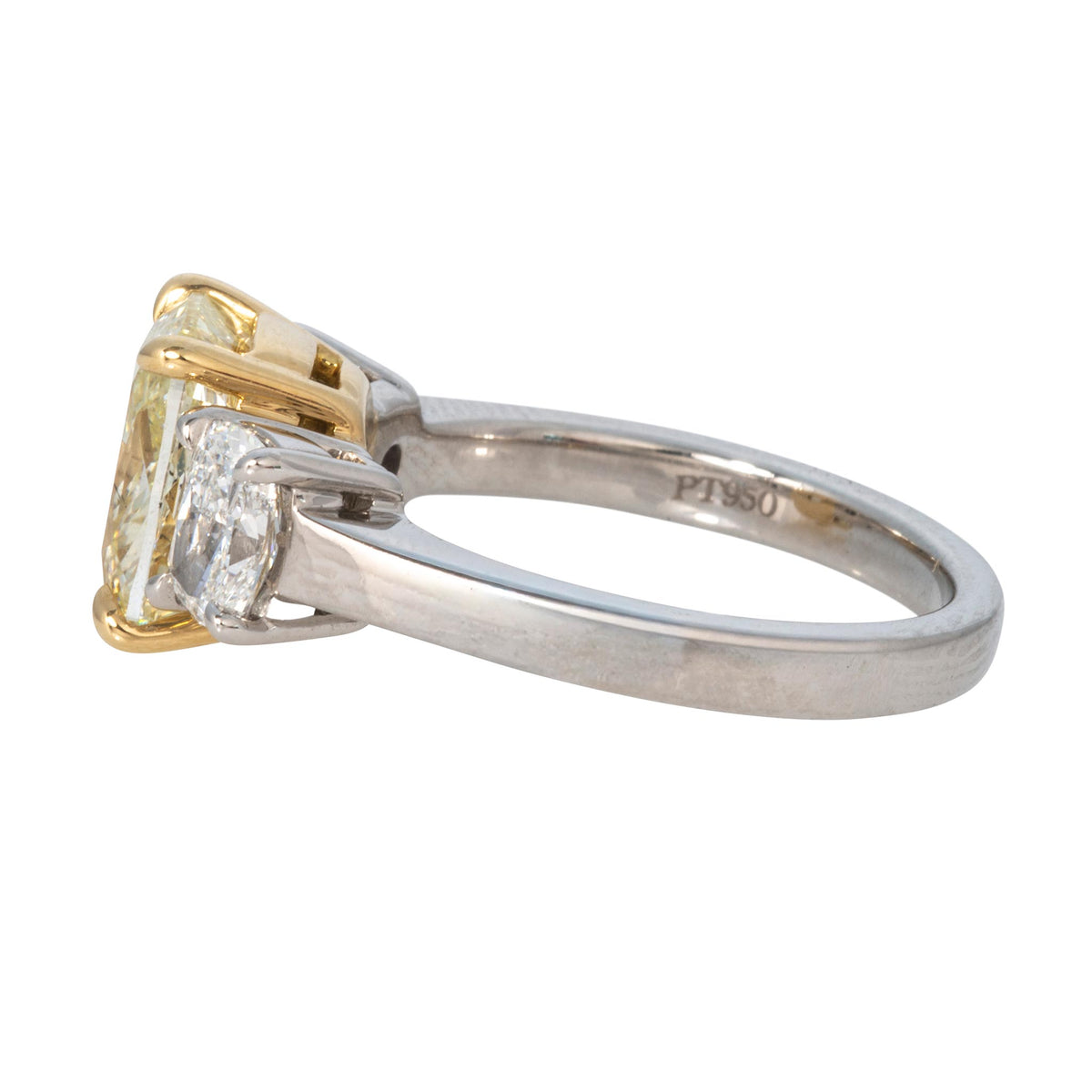 4ctw Cushion Diamond Three-Stone Two-Tone Engagement Ring