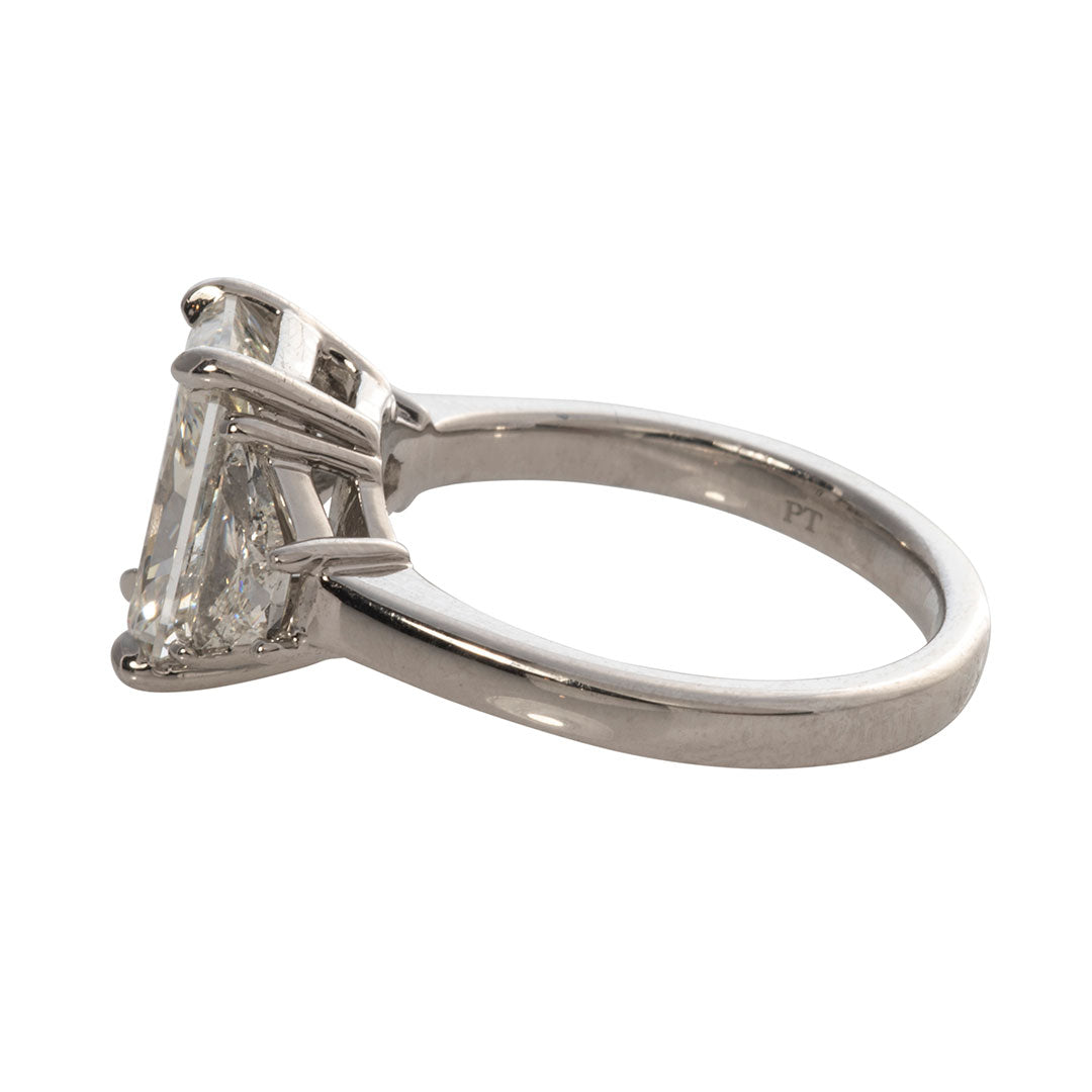 3ct Radiant Diamond Three Stone Platinum Ring