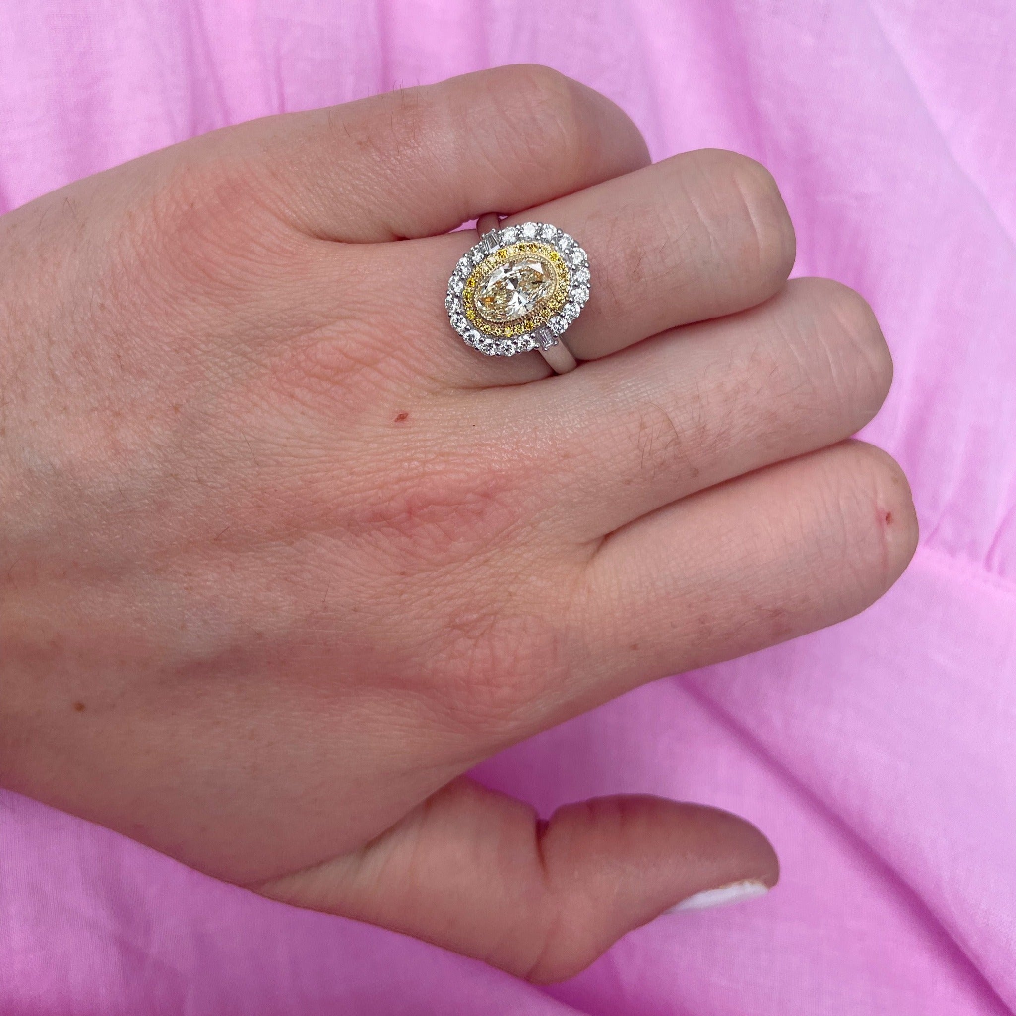 Yellow Diamond Halo 14K Gold Engagement Ring