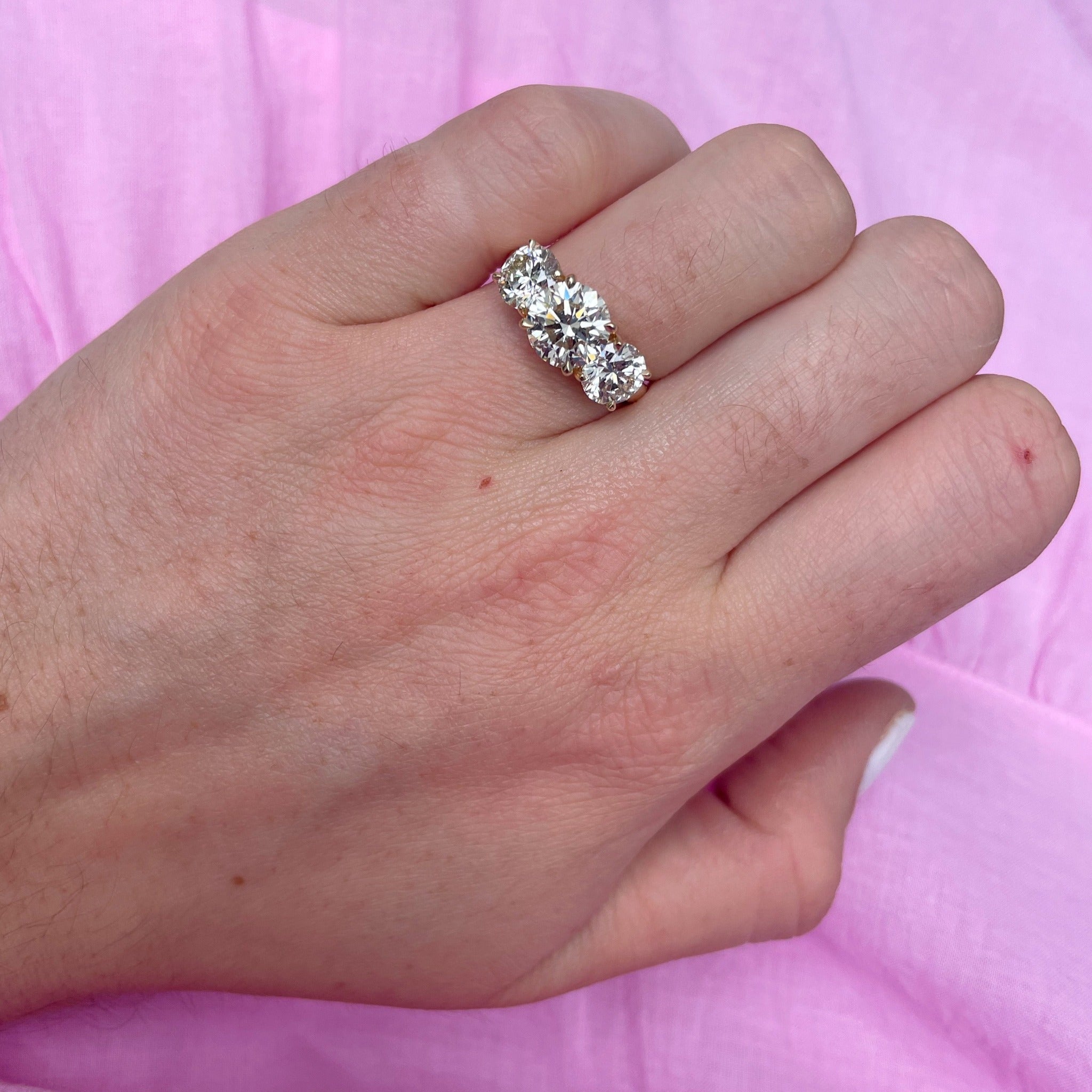 4.03ct Round Brilliant Diamond Three Stone Engagement Ring