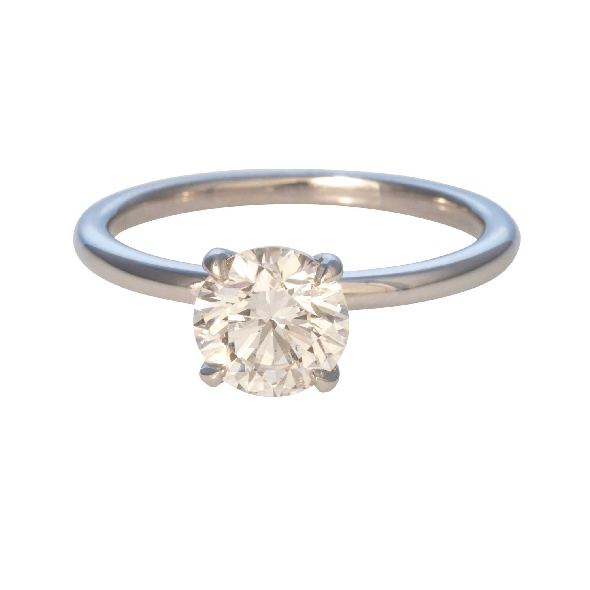 1.17ct F VS1 Round Brilliant Diamond Solitaire 14K White Gold Engagement Ring