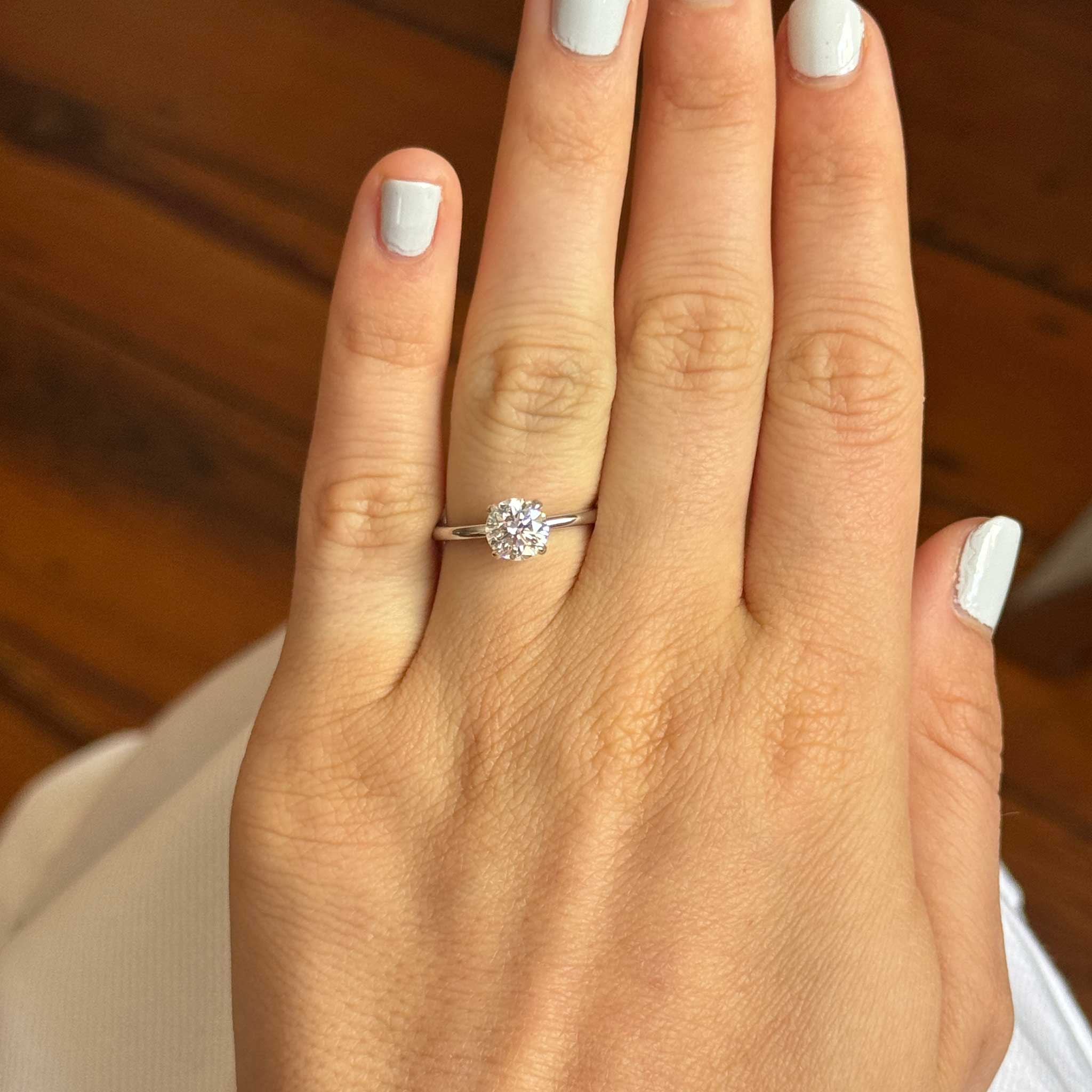 1.17ct F VS1 Round Brilliant Diamond Solitaire 14K White Gold Engagement Ring