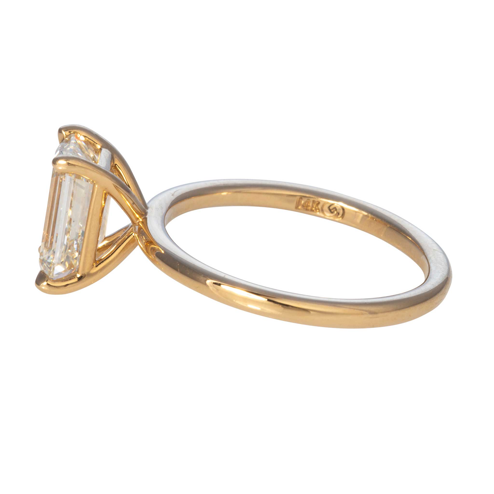 2ct J VS2 Emerald-Cut Diamond Solitaire 14K Yellow Gold Engagement Ring