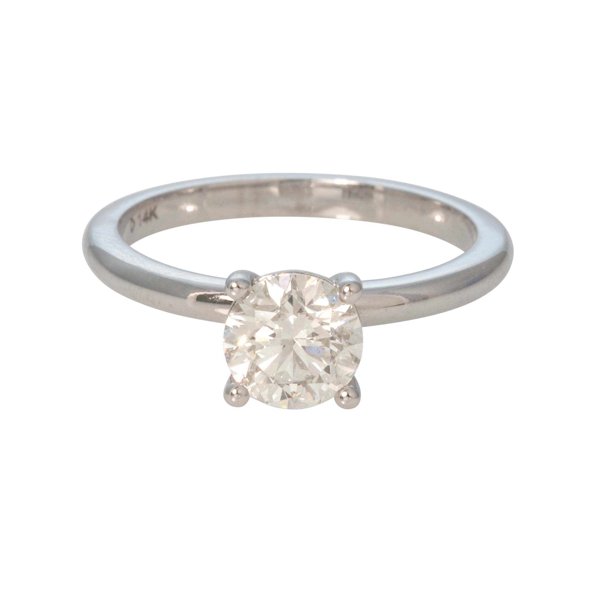 1ct I SI1 Round Diamond Solitaire 14K White Gold Engagement Ring