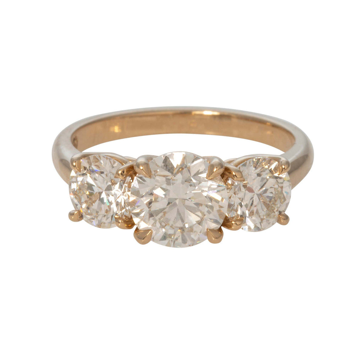 2.9ctw I SI1 Round Brilliant Diamond Three-Stone 14K Gold Engagement Ring