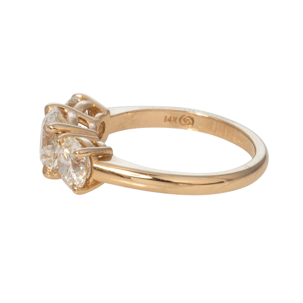 2.9ctw I SI1 Round Brilliant Diamond Three-Stone 14K Gold Engagement Ring