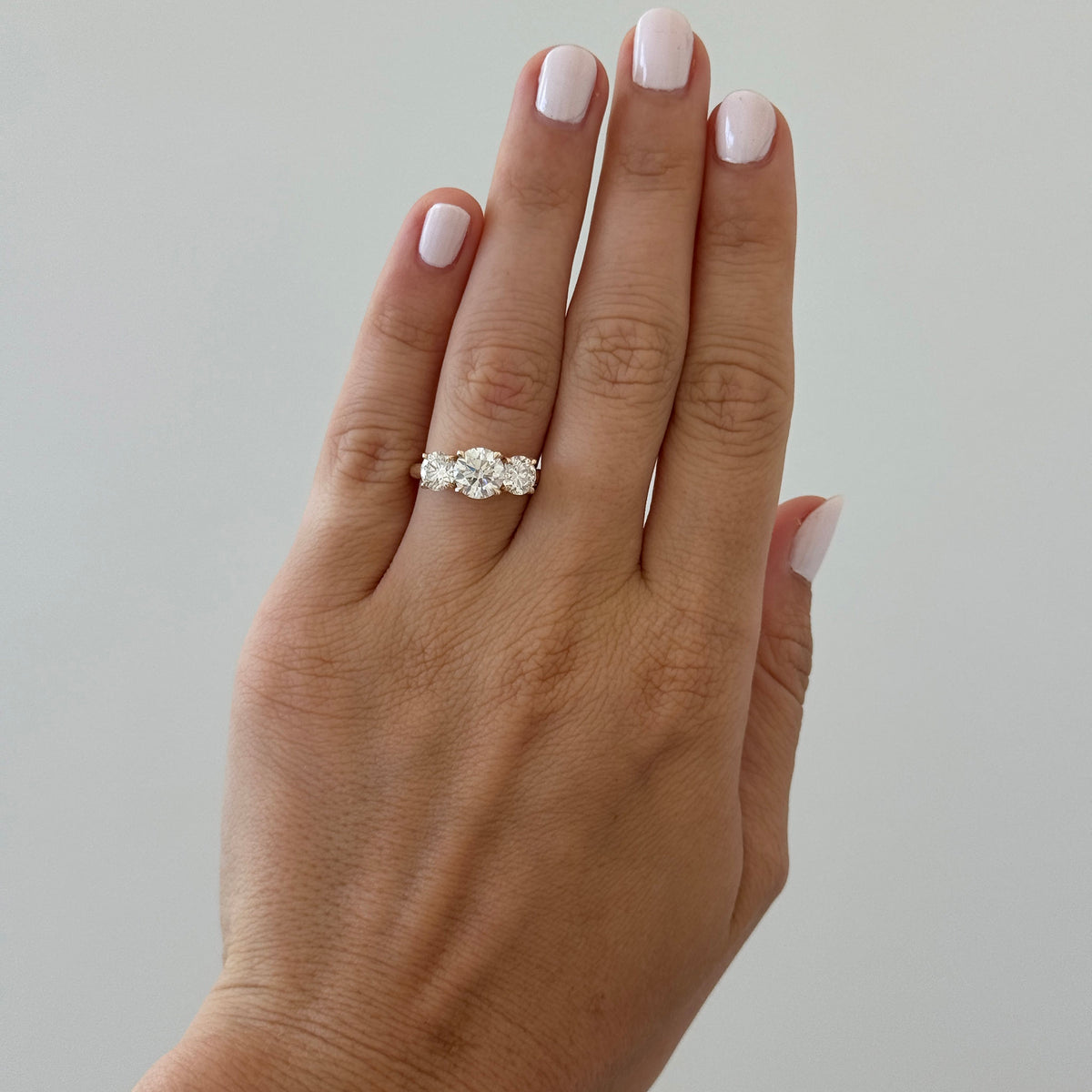 2.9ctw I SI1 Round Brilliant Diamond Three-Stone 14K Gold Engagement Ring