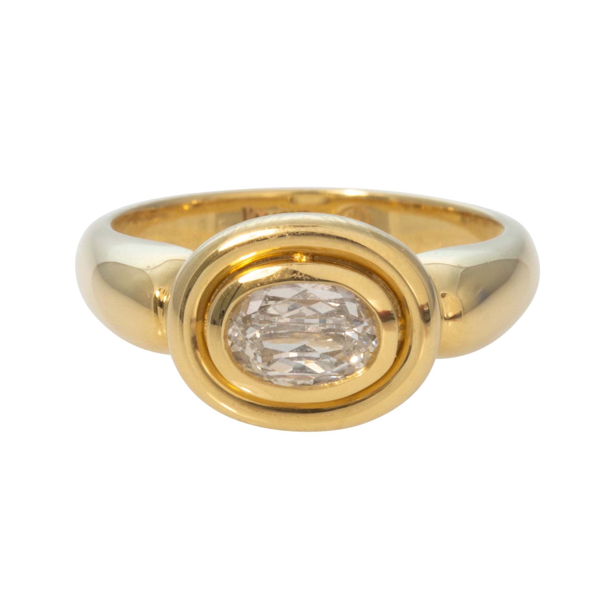 Christopher Designs .59ctw L’Amour Crisscut Oval Diamond Bezel Set 18K Gold Ring