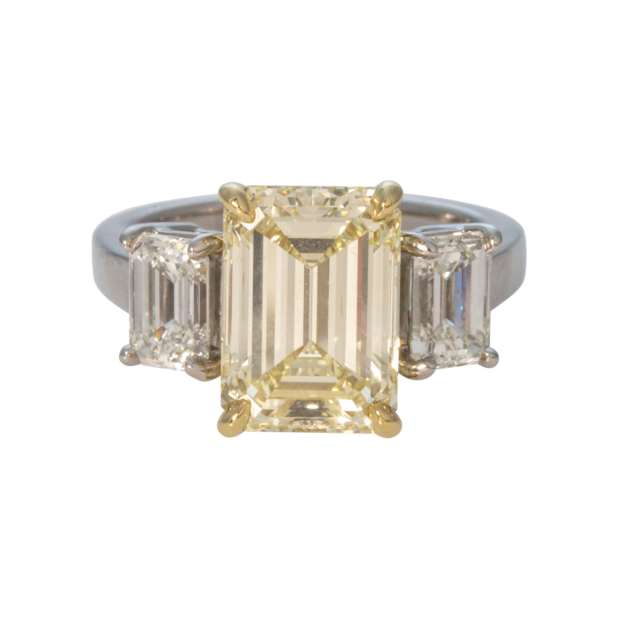 5.73ctw Emerald-Cut Diamond Three-Stone Two-Tone Engagement Ring