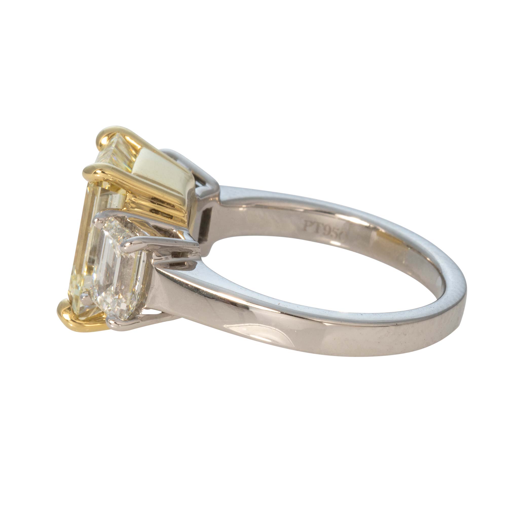 5.73ctw Emerald-Cut Diamond Three-Stone Two-Tone Engagement Ring