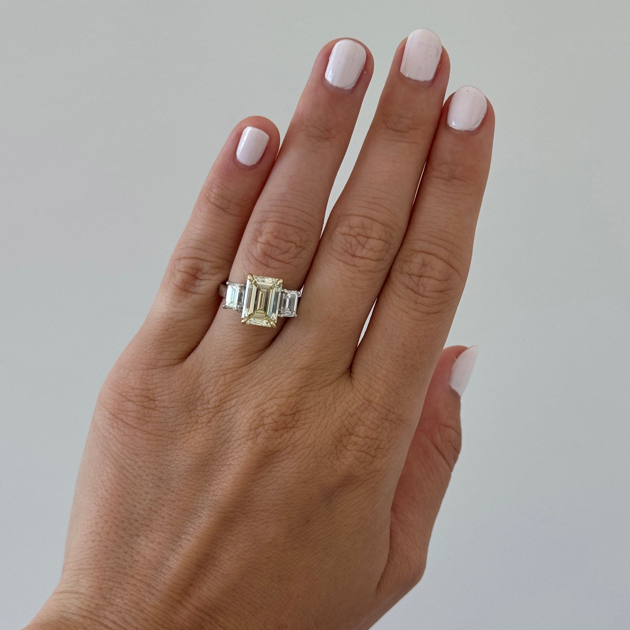 5.73ctw Emerald-Cut Diamond Three-Stone Two-Tone Engagement Ring