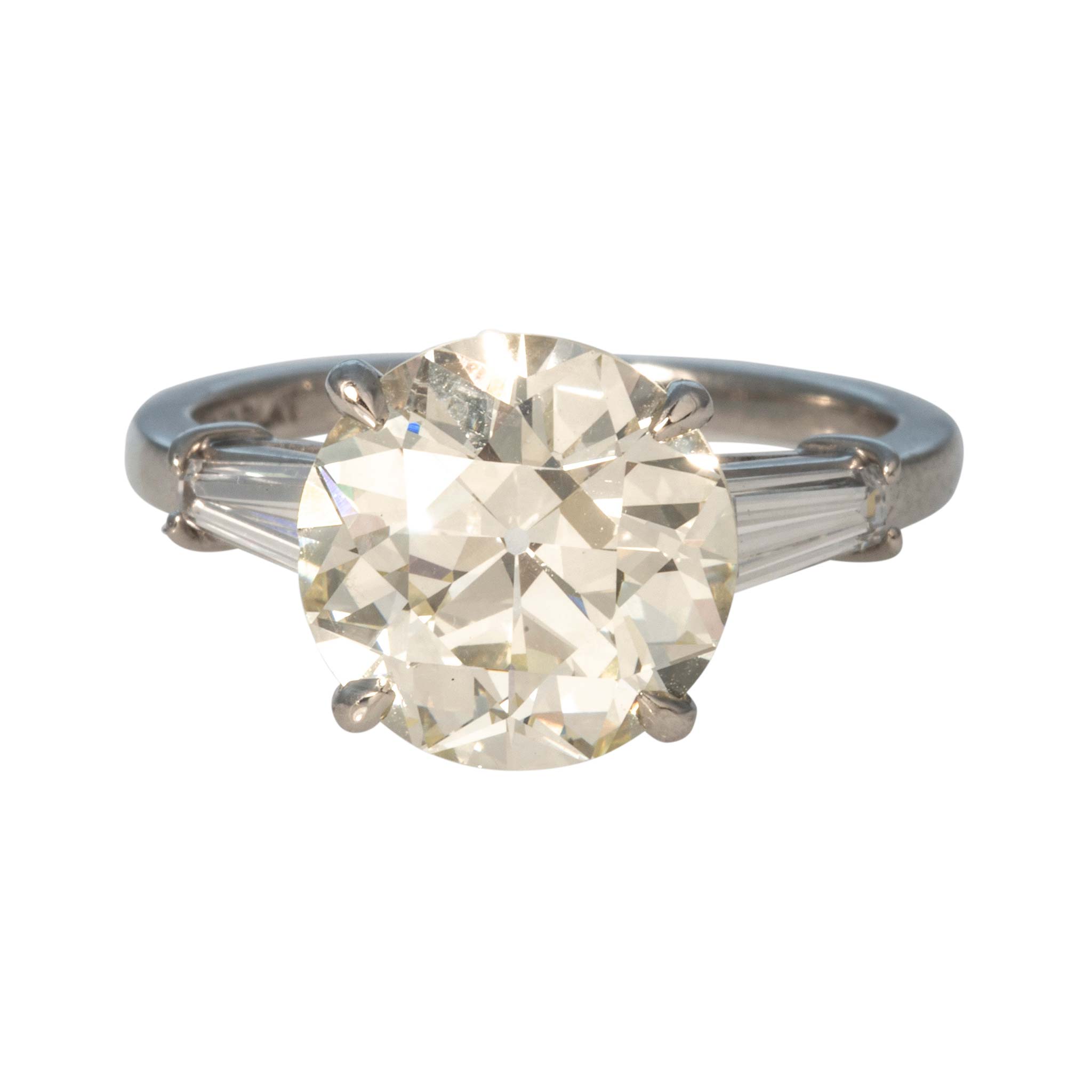 4.22ct Center & .40ctw Side Diamond Three-Stone Platinum Ring