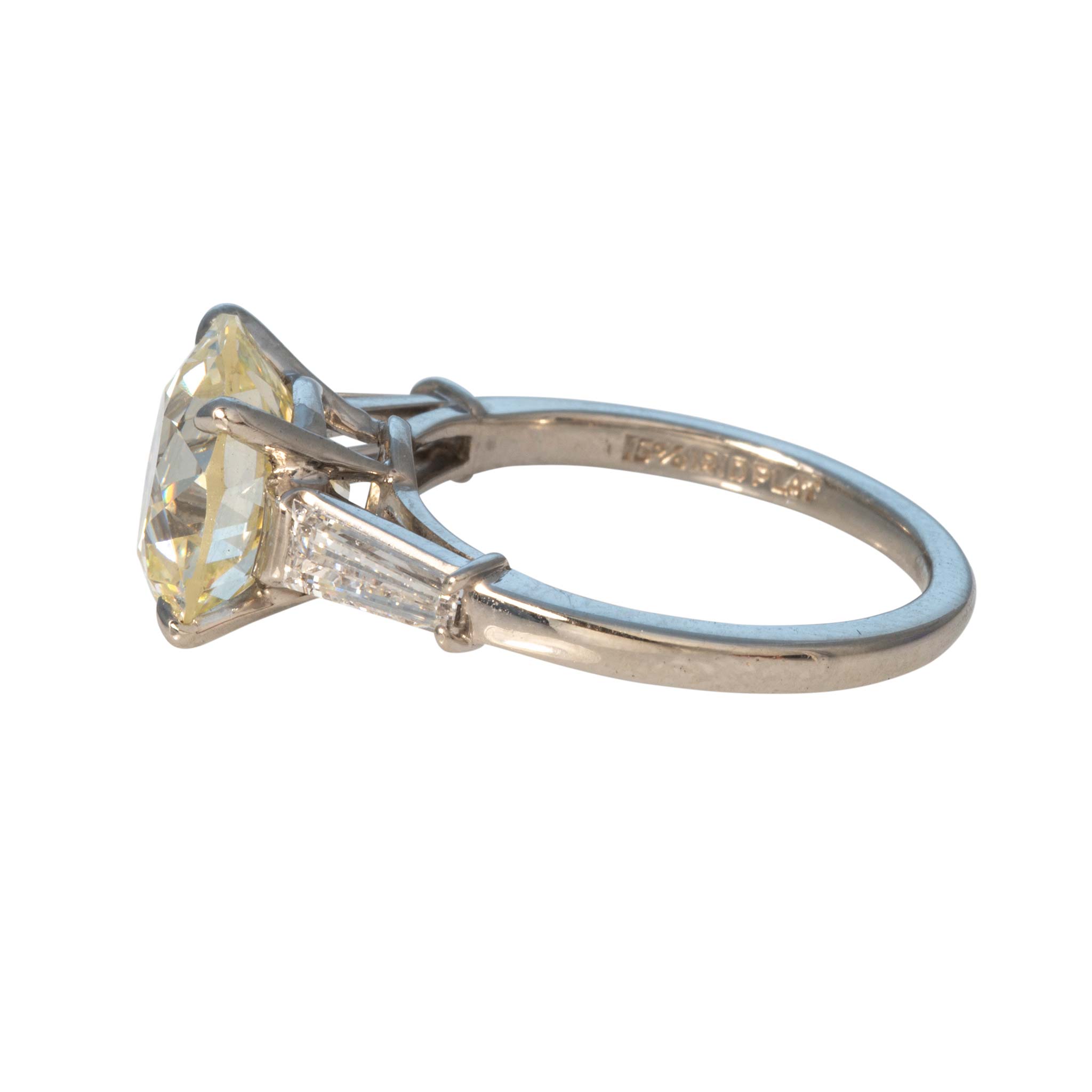4.22ct Center & .40ctw Side Diamond Three-Stone Platinum Ring