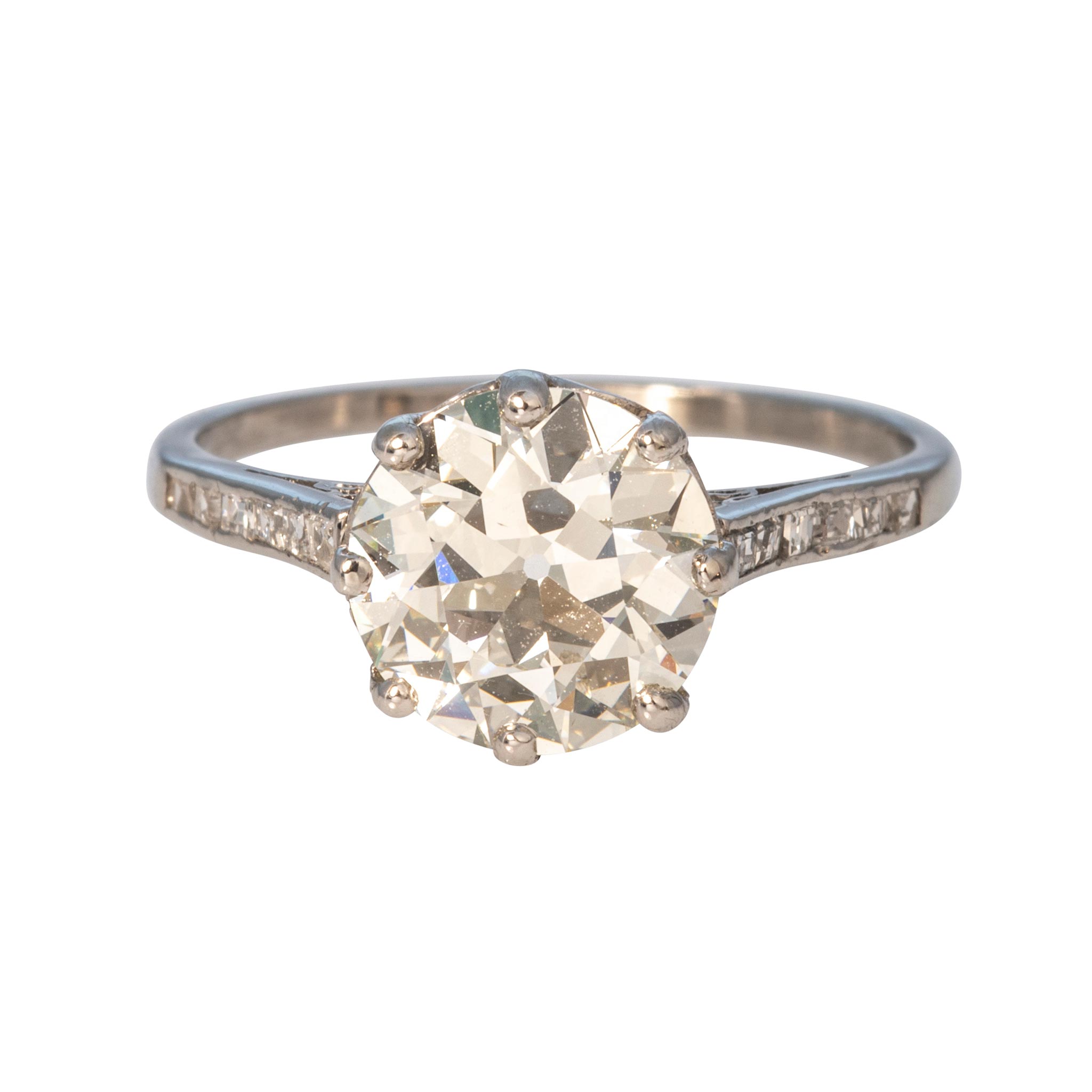 Estate 2ct K SI1 Old European Diamond Platinum Engagement Ring