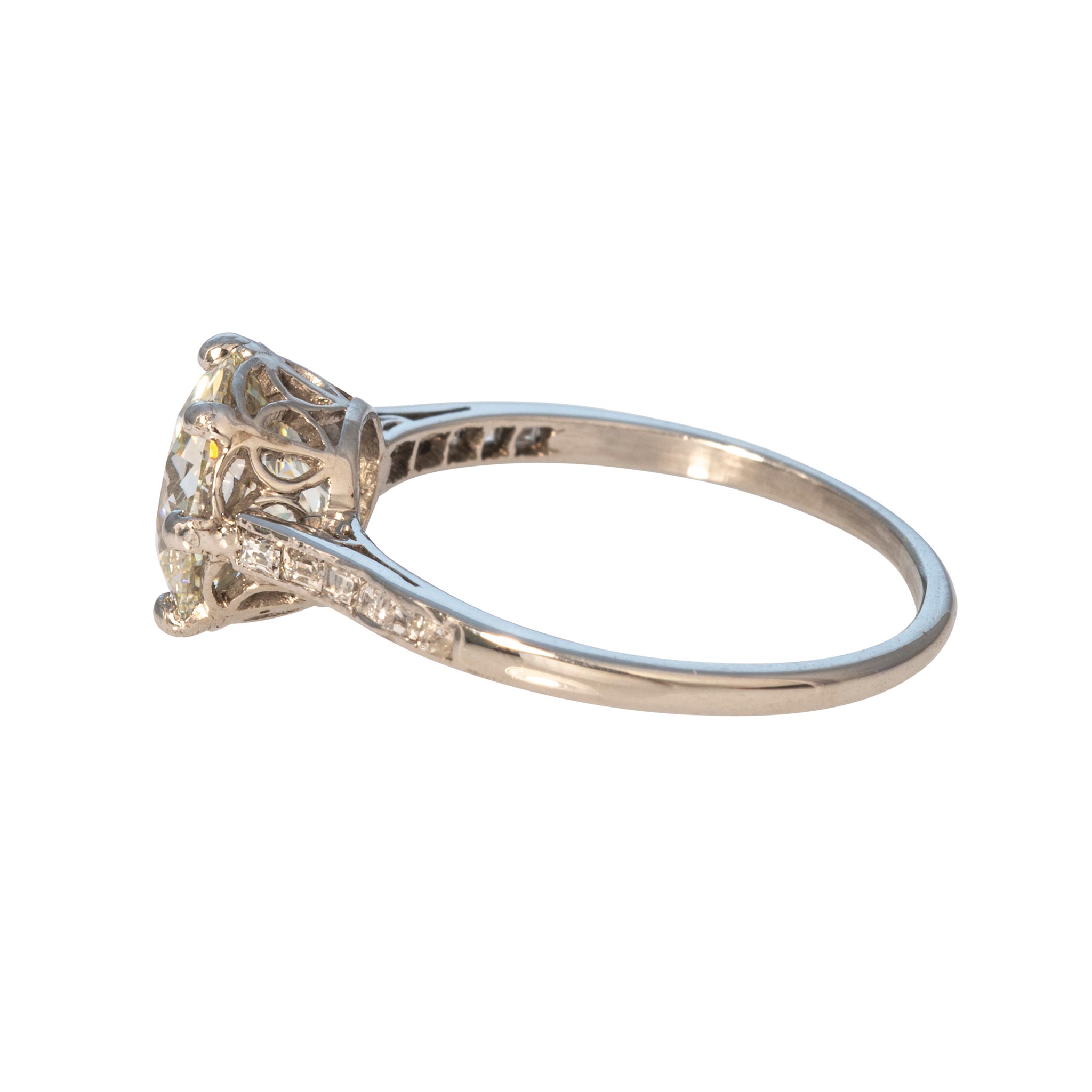 Estate 2ct K SI1 Old European Diamond Platinum Engagement Ring