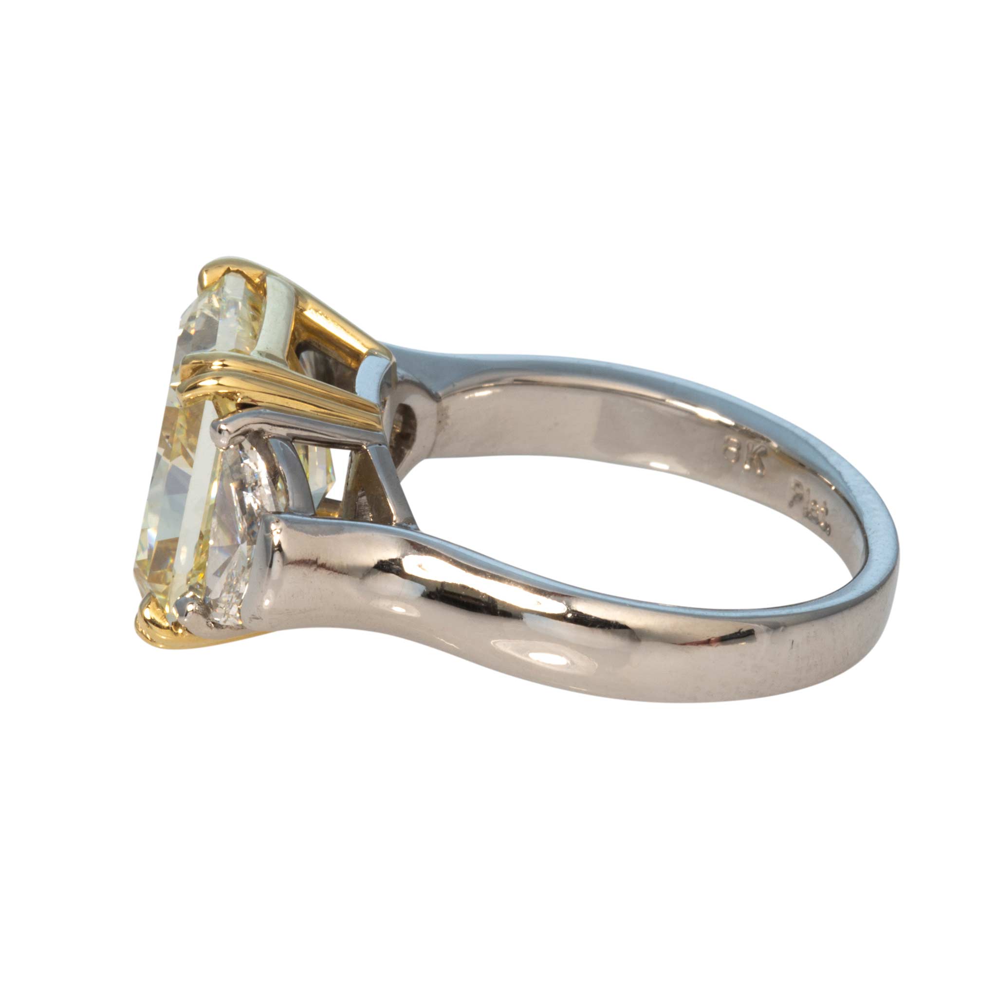 6.61ct Fancy Yellow Diamond Center Three-Stone Engagement Ring