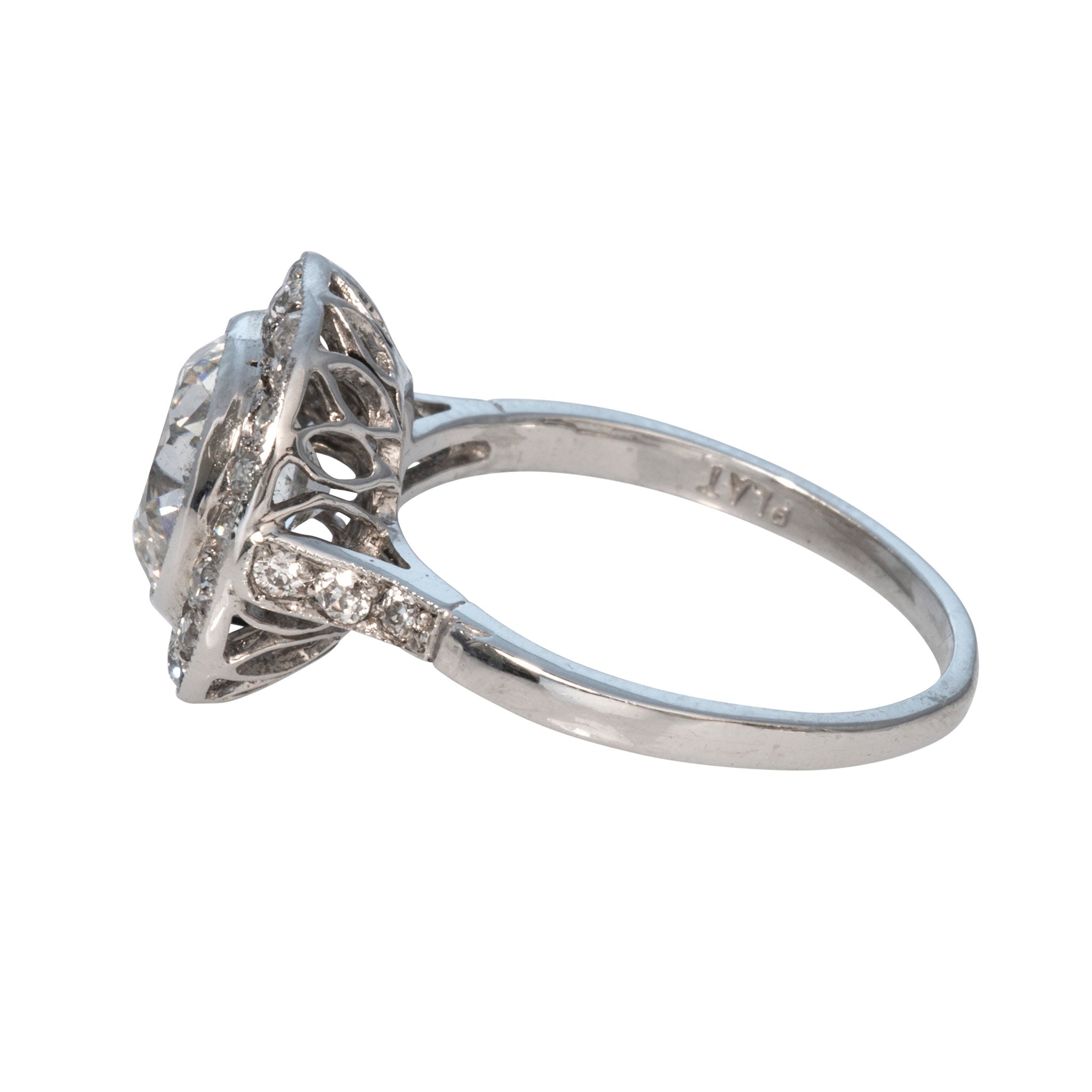 Art Deco Style 2.26ct Center Diamond Platinum Engagement Ring