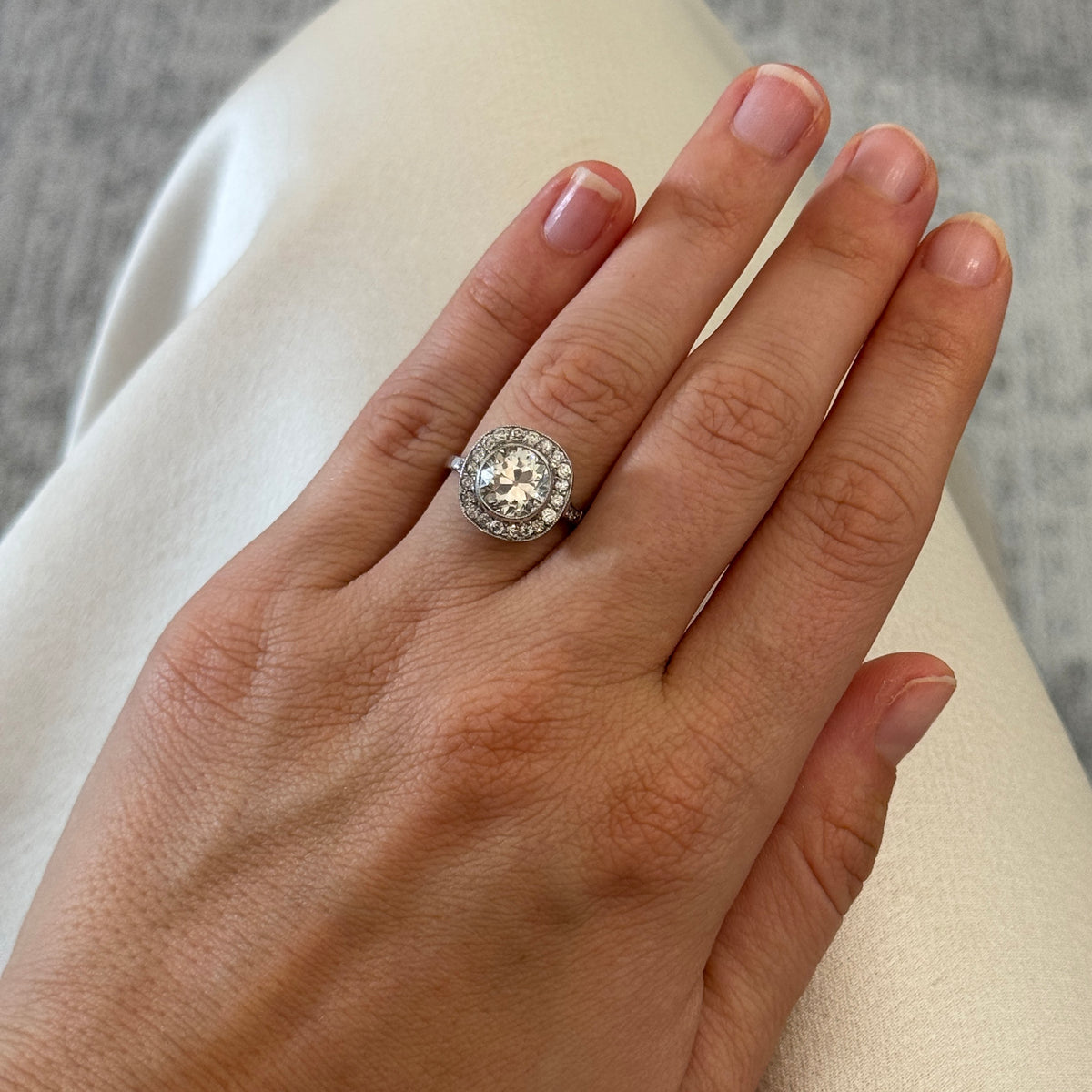 Art Deco Style 2.26ct Center Diamond Platinum Engagement Ring