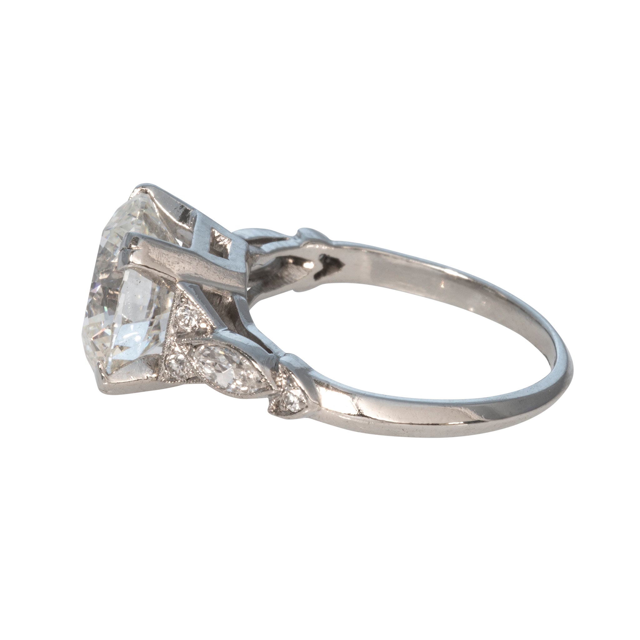 Art Deco Style 3.64ct Center Diamond Platinum Engagement Ring