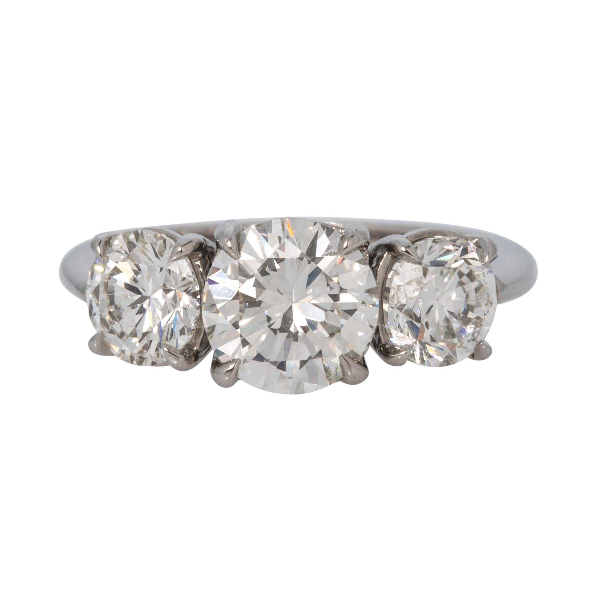 Estate 2ct Center & 2ctw Side Diamond Three-Stone Platinum Ring