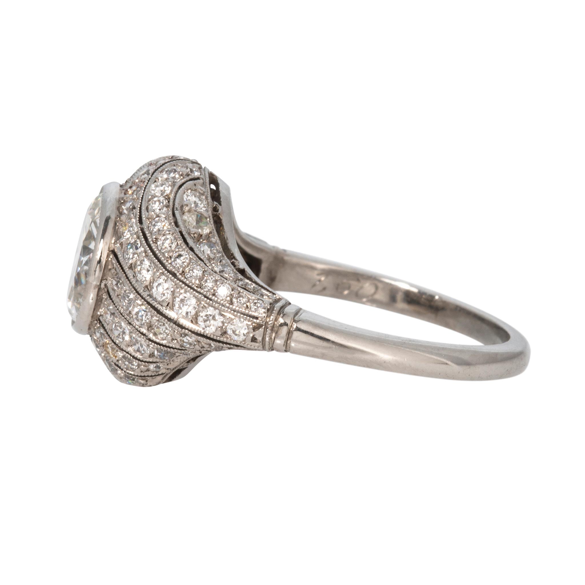 Art Deco Style 2.45ctw Diamond Platinum Bombé Ring