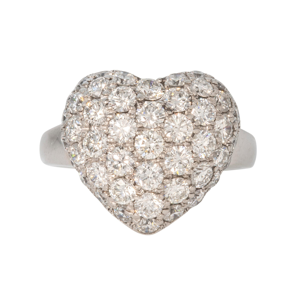 Estate 2.26ctw Diamond Pavé Platinum Heart Ring