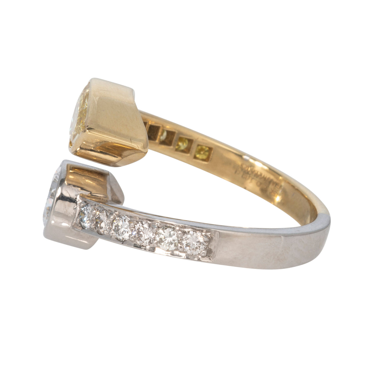 Estate Pear-Shape Yellow & White Diamond Toi et Moi Ring