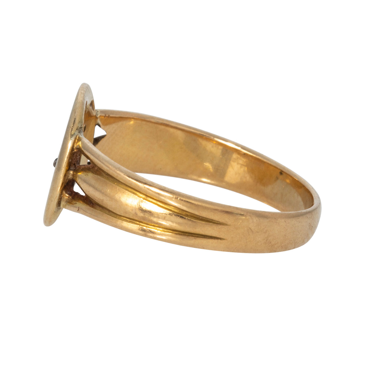 Victorian Style Enamel Cherub & Diamond 14K Gold Ring