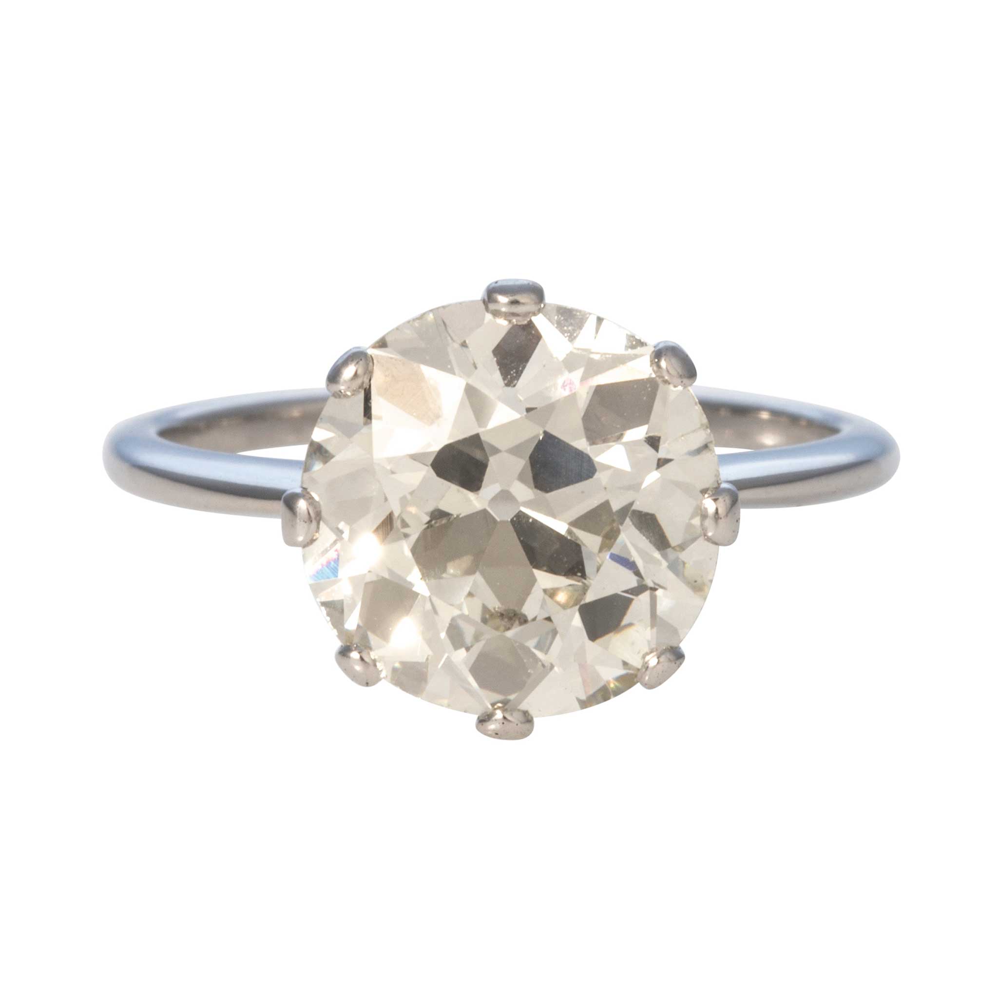 Estate 3.83ct Old European Cut Diamond 18K Gold Engagement Ring