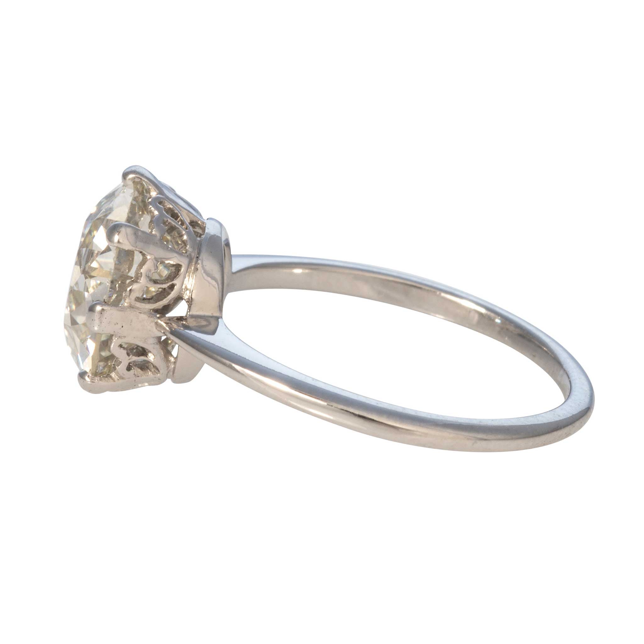 Estate 3.83ct Old European Cut Diamond 18K Gold Engagement Ring