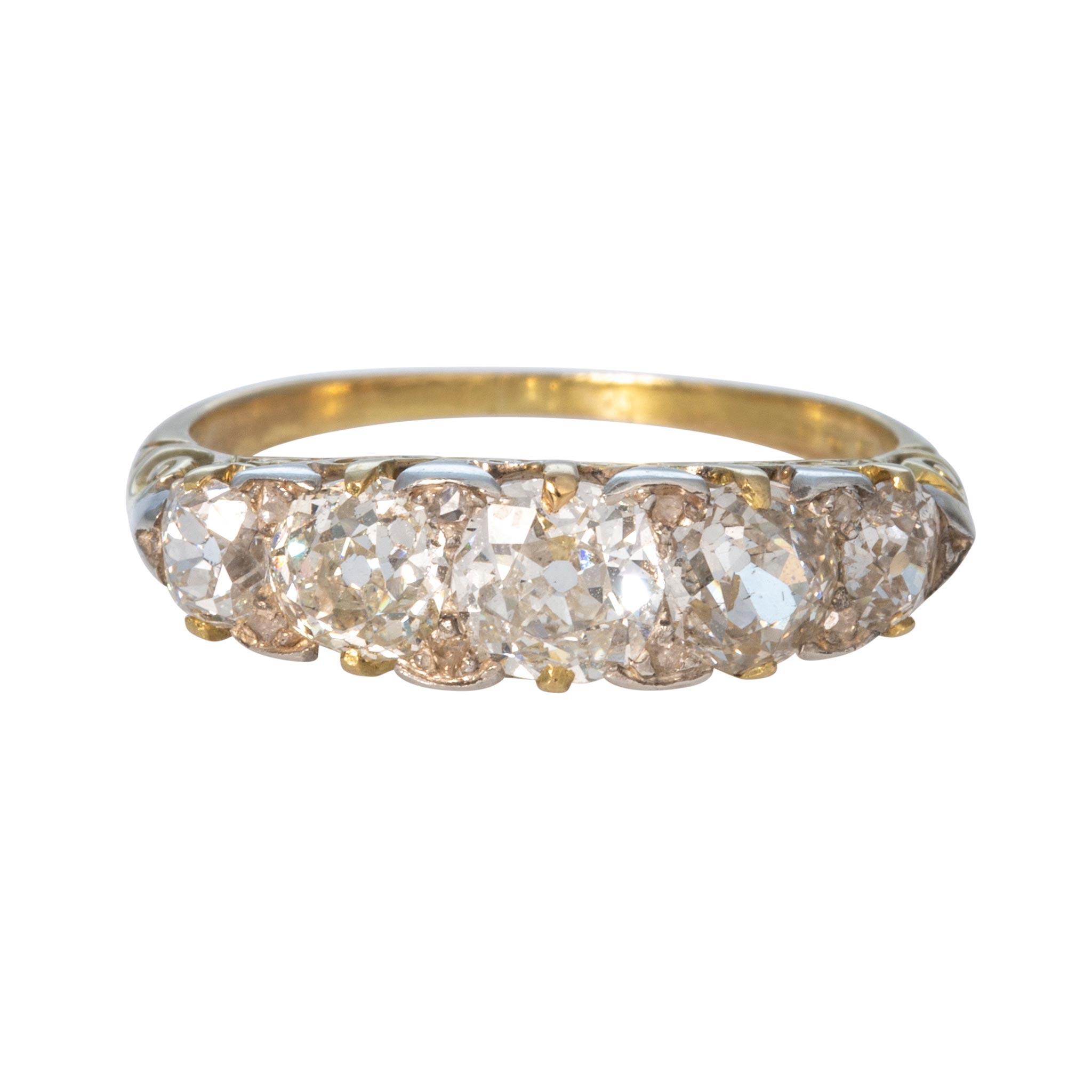 Victorian 2.18ctw Diamond Five-Stone 18K Yellow Gold Ring
