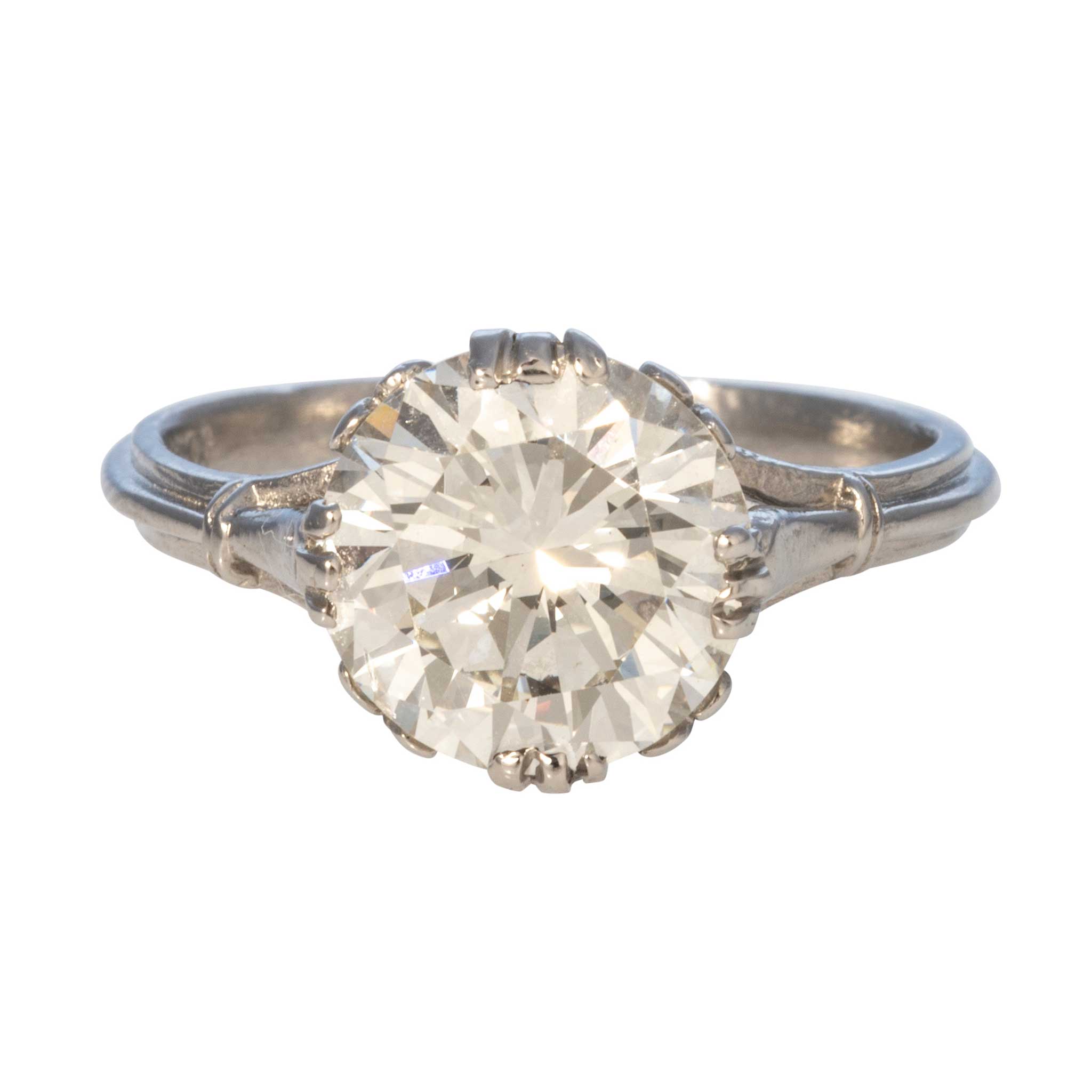 Estate 3ct K SI1 Round Brilliant Diamond Platinum Engagement Ring