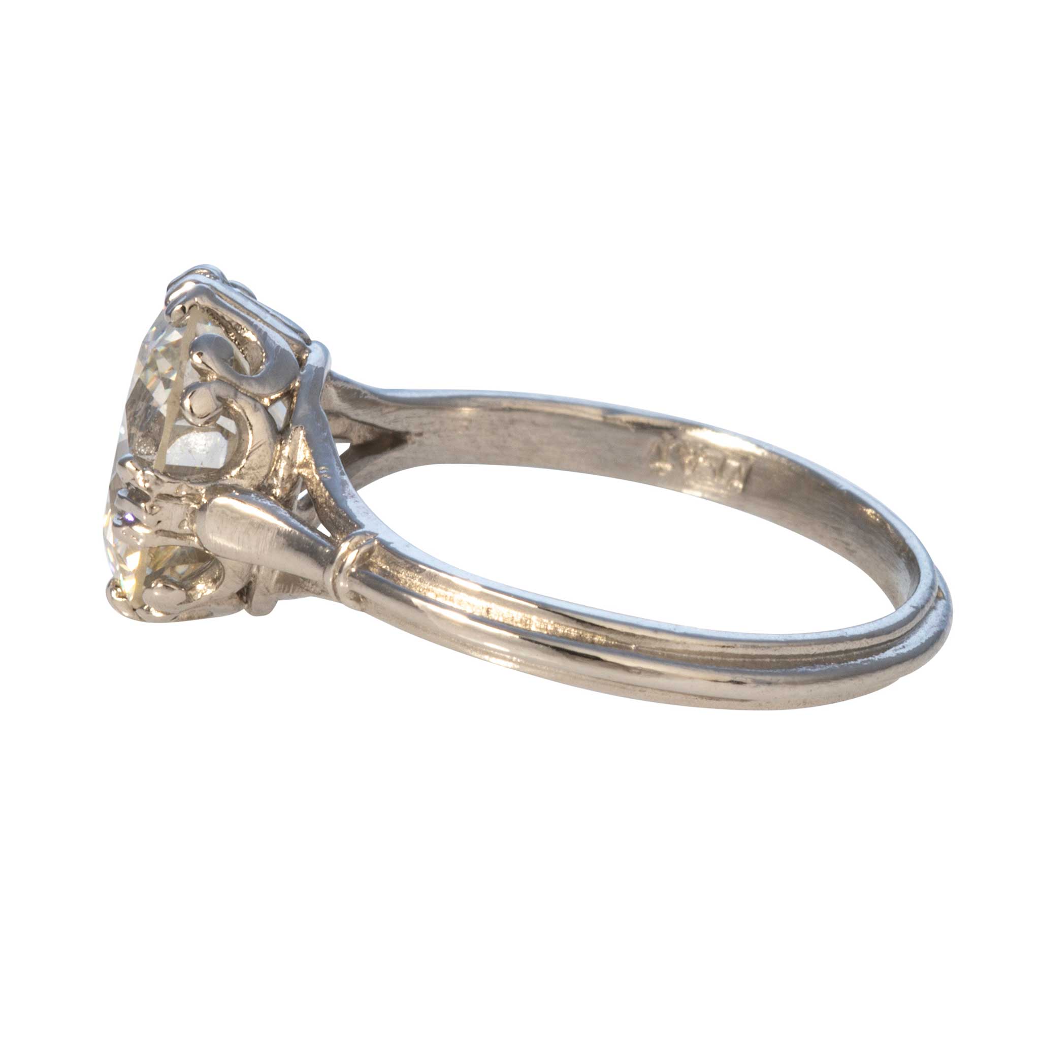 Estate 3ct K SI1 Round Brilliant Diamond Platinum Engagement Ring